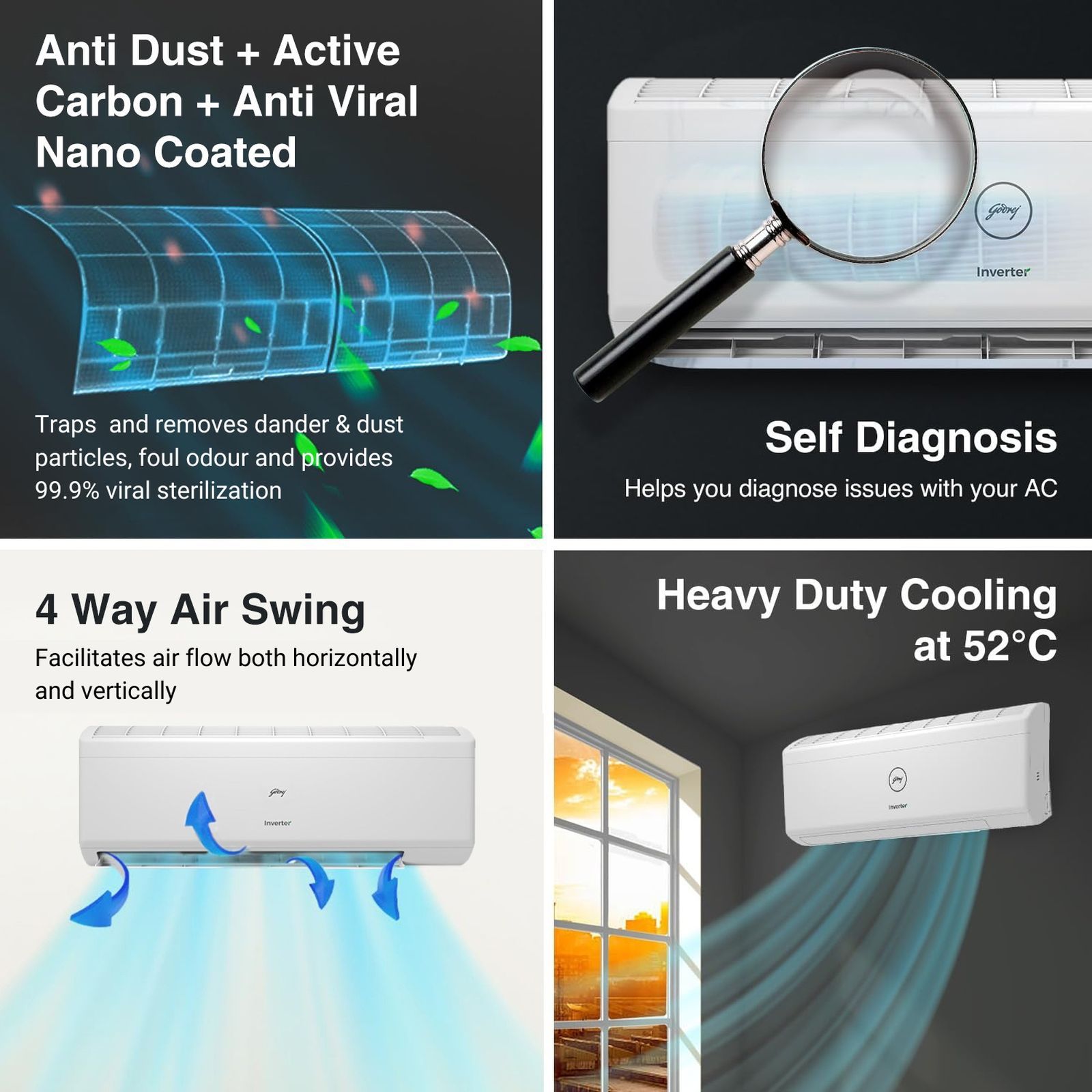 Godrej Turbo Chill Series Convertible 1.7 Ton 3 Star Inverter Split AC with Anti Freeze Thermostat (Copper Condenser, 40101701SD01370) Godrej Turbo Chill Series Convertible 1.7 Ton 3 Star Inverter Split AC with Anti Freeze Thermostat (Copper Condenser, 40101701SD01370)_9