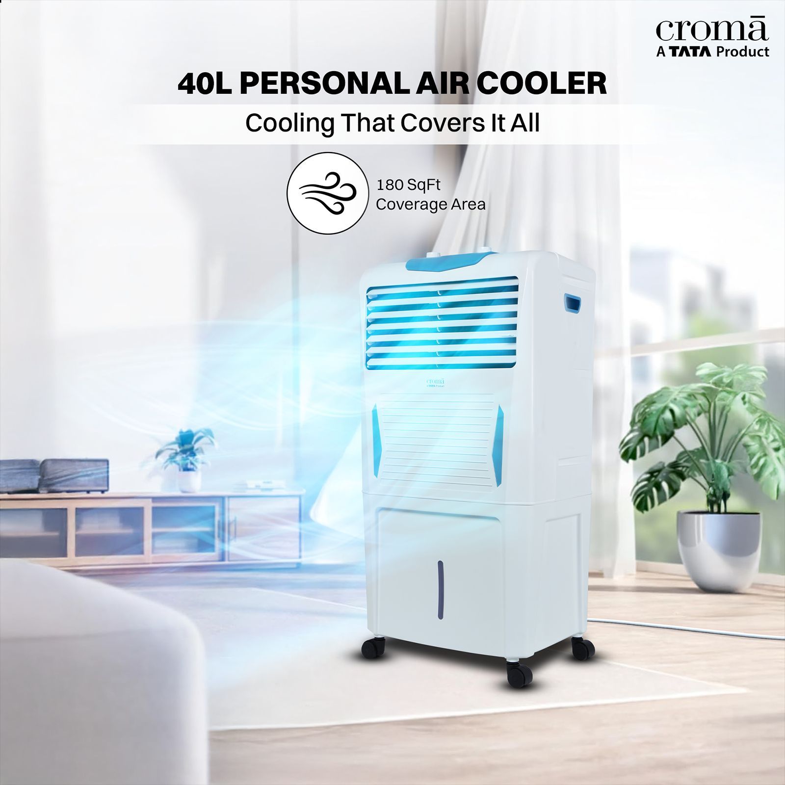 Croma 40 Litres Personal Air Cooler with Inverter Capability (Evaporative Cooling Technology, White ,2025 model) Croma 40 Litres Personal Air Cooler with Inverter Capability (Evaporative Cooling Technology, White ,2025 model)_9