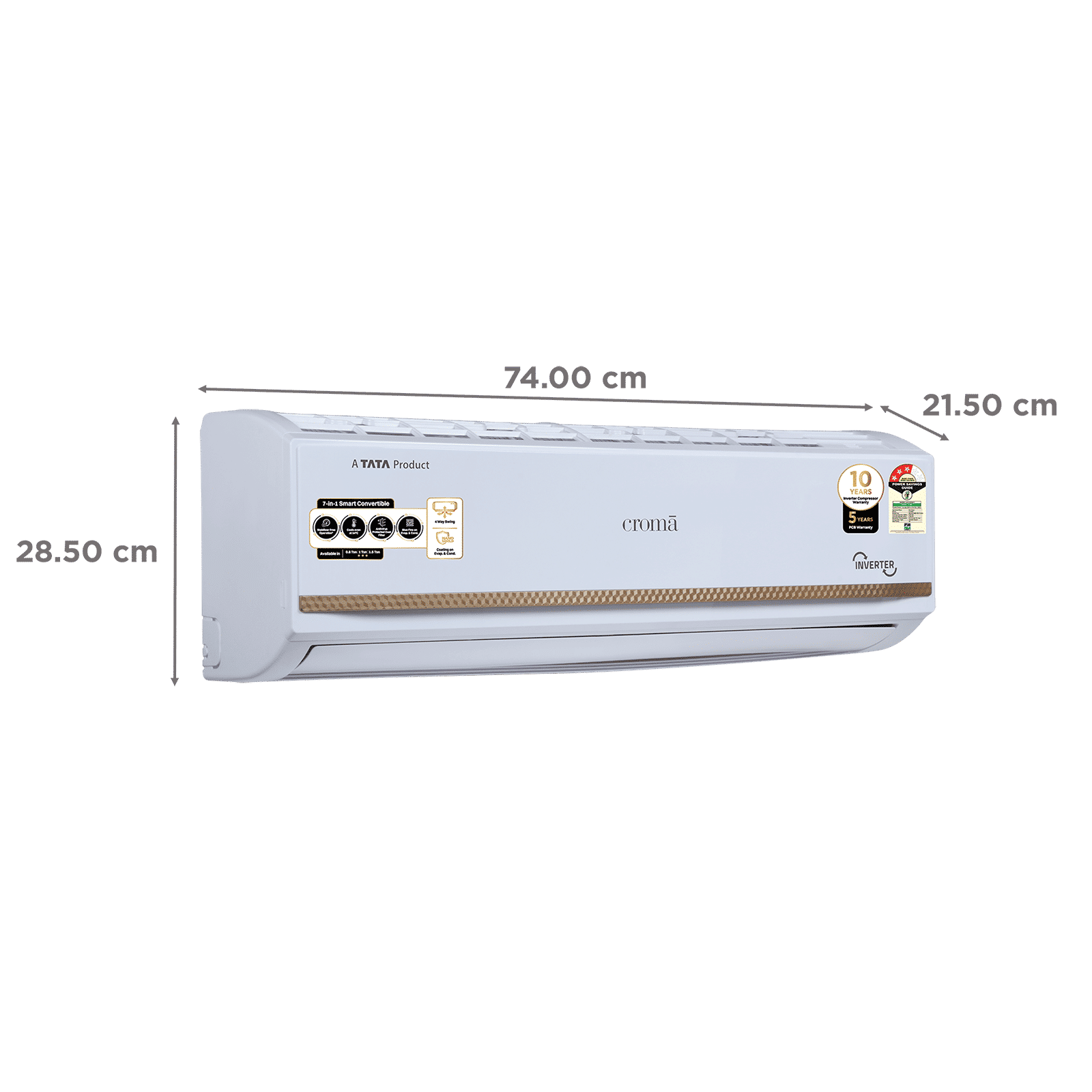 Croma 7 in 1 Convertible 0.8 Ton 3 Star Inverter Split AC with 4 way swing (2025 Model, Copper Condenser, CRLA009IND170270)_3