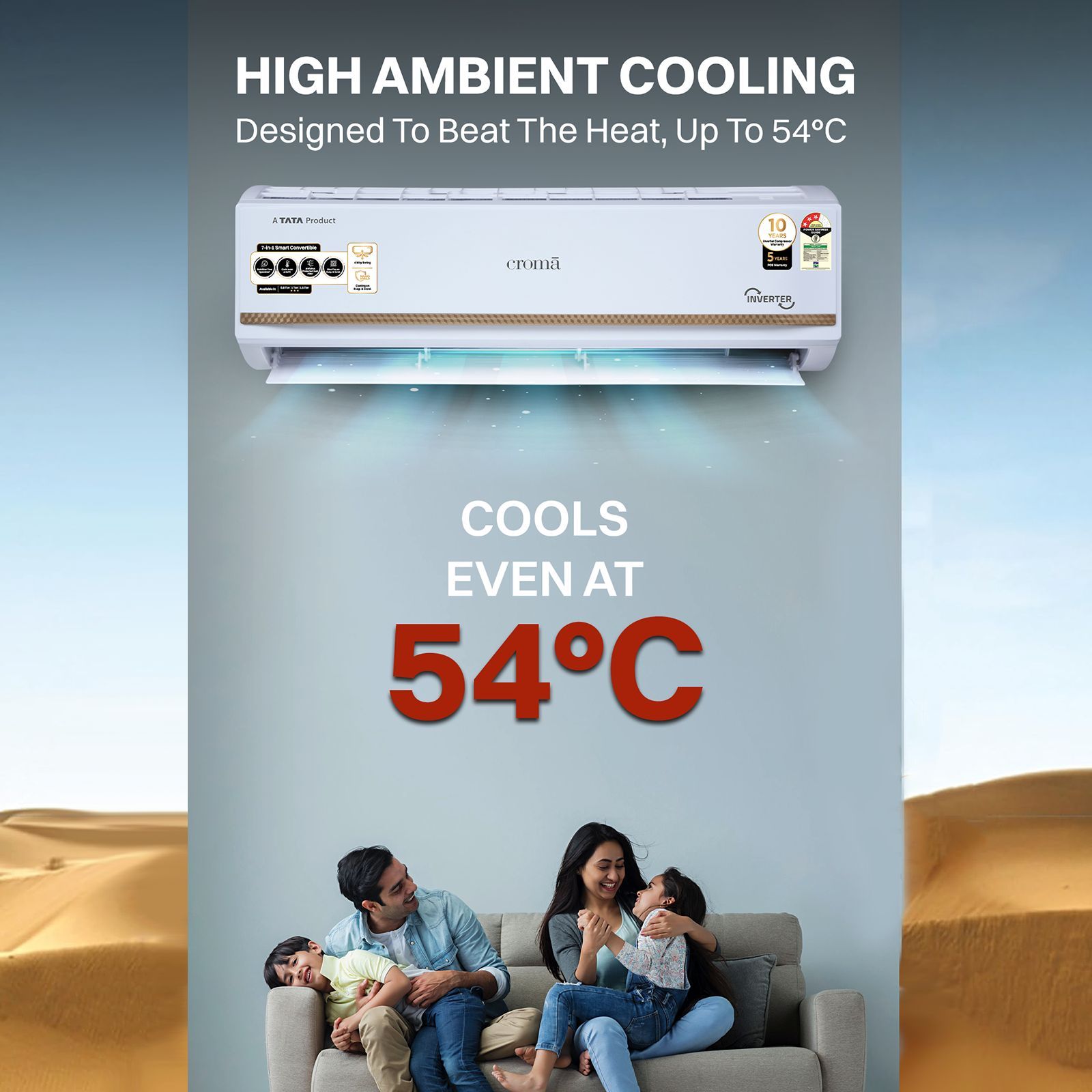 Croma 7 in 1 Convertible 1 Ton 3 Star Inverter Split AC with Temperature Sensor (2025 Model, Copper Condenser, CRLA012IND170271)_7