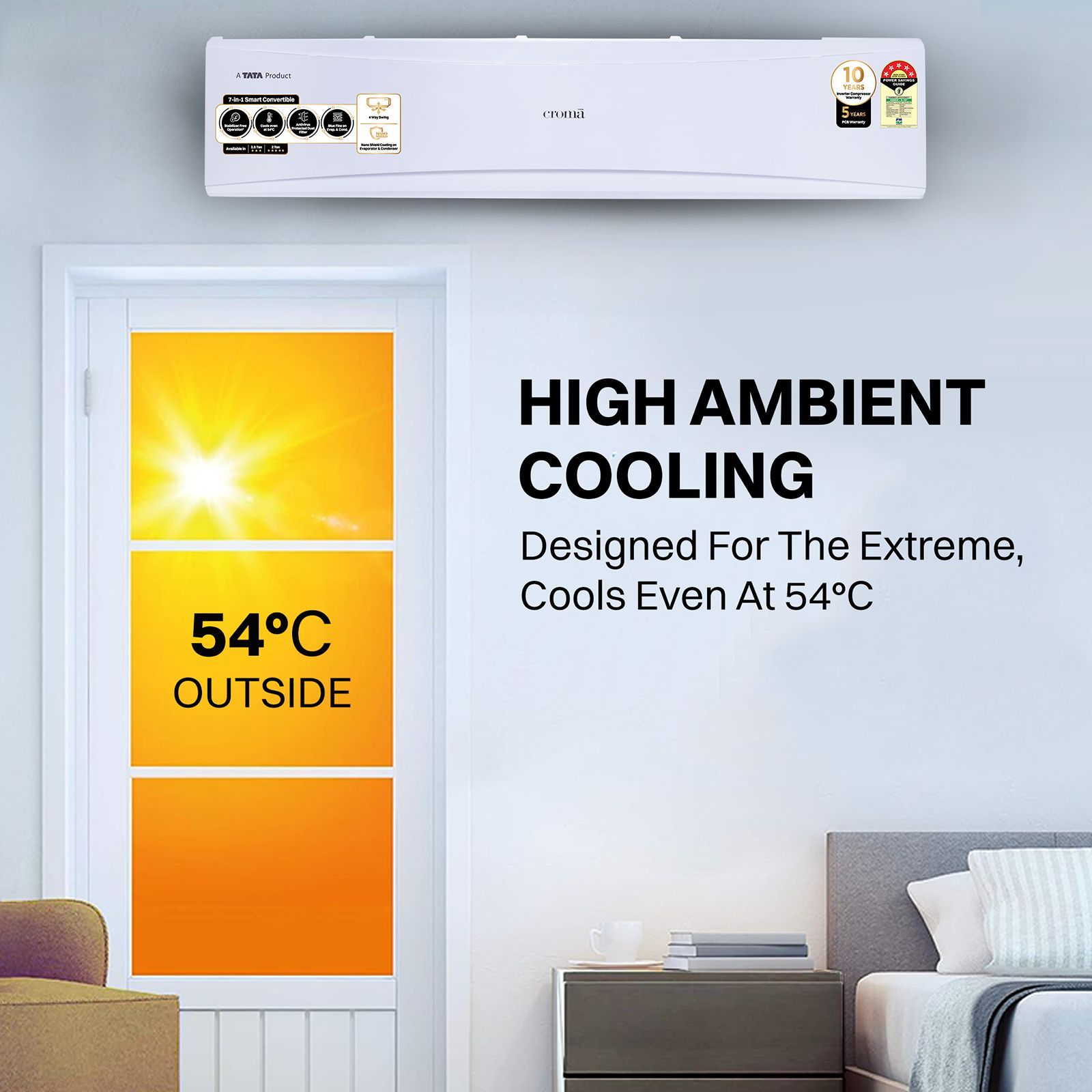 Croma 7 in 1 Convertible 2 Ton 5 Star Inverter Split AC with PM 2.5 Filter (2025 Model, Copper Condenser, CRLA024INF170279)_7