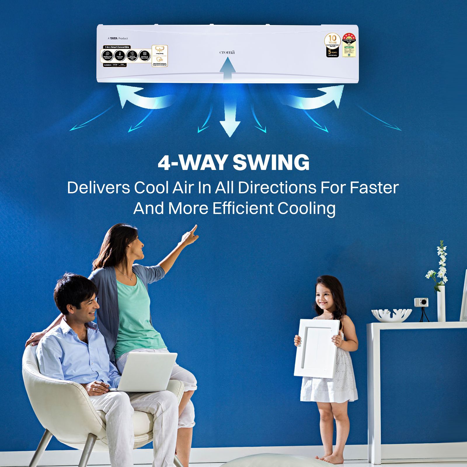 Croma 7 in 1 Convertible 2 Ton 5 Star Inverter Split AC with PM 2.5 Filter (2025 Model, Copper Condenser, CRLA024INF170279)_8