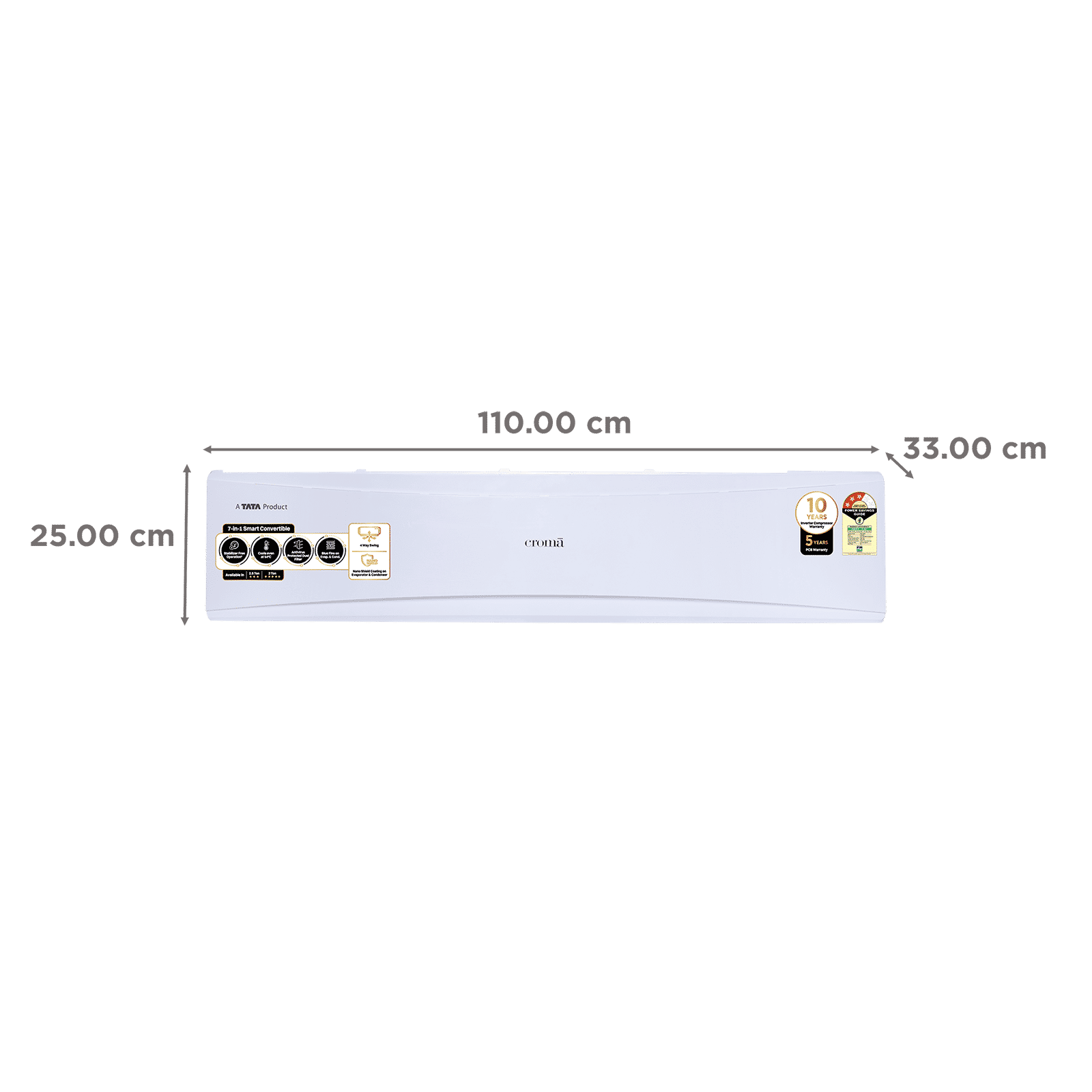 Croma 7 in 1 Convertible 2.5 Ton 3 Star Inverter Split AC with PM 2.5 Filter (2025 Model, Copper Condenser, CRLA026IND170280)_4