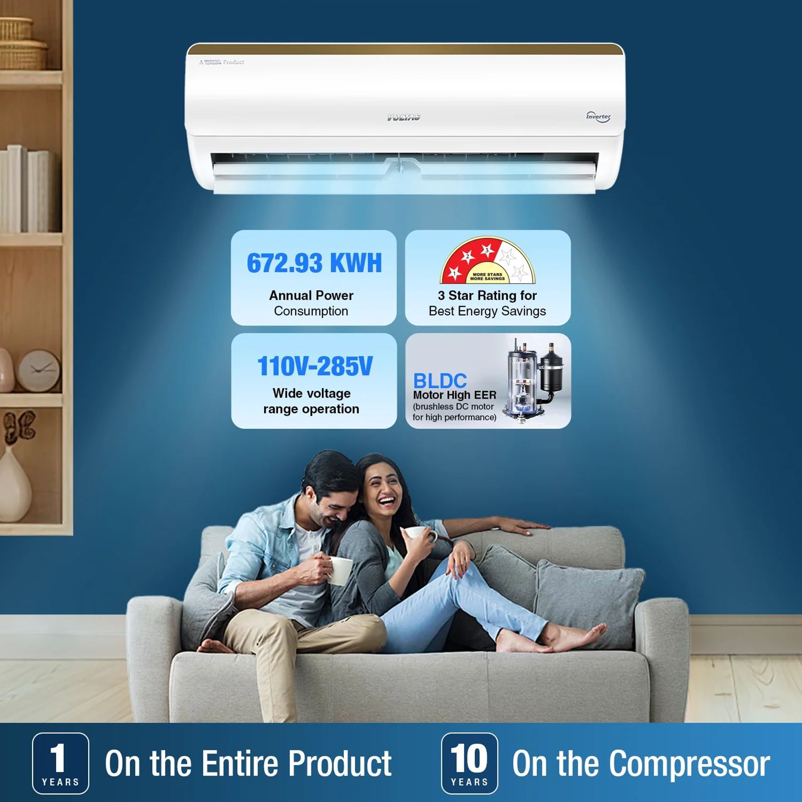 VOLTAS 123V Vertis Smart Elite Gold 1 Ton 3 Star Inverter Split Smart AC with IoT Enabled (Copper Condenser, 4503704)_9