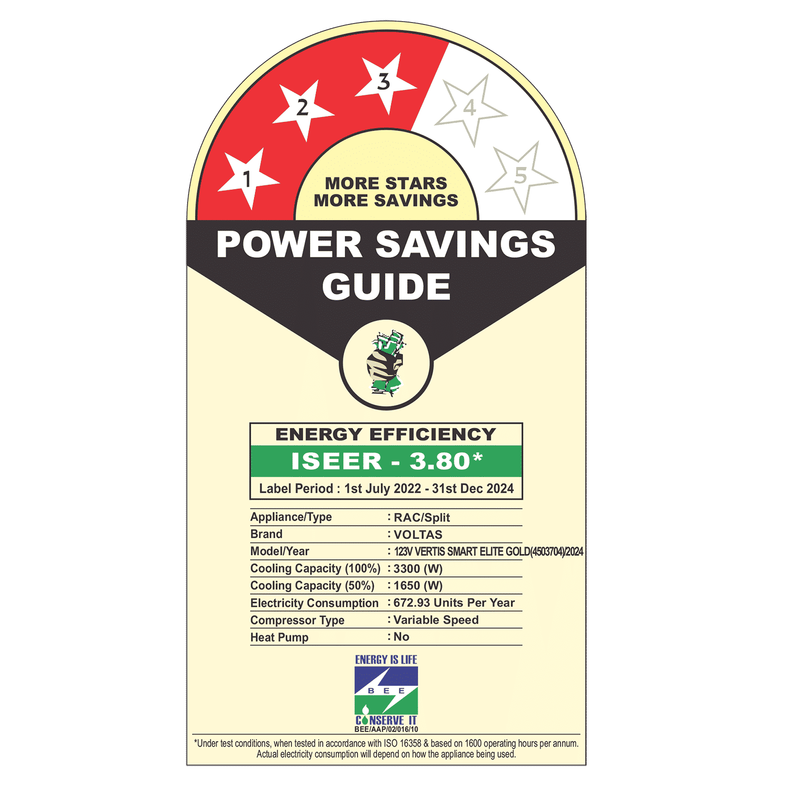 VOLTAS 123V Vertis Smart Elite Gold 1 Ton 3 Star Inverter Split Smart AC with IoT Enabled (Copper Condenser, 4503704)_3