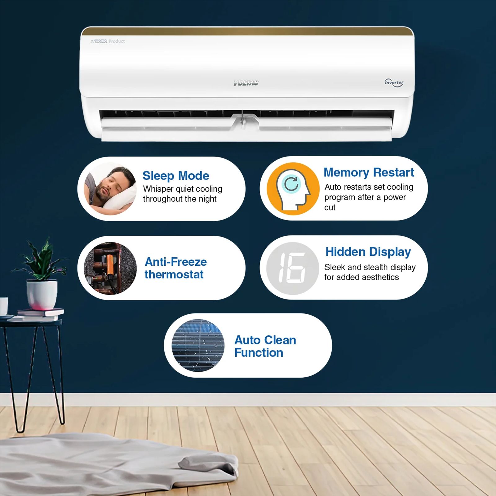 VOLTAS 183V Vertis Smart Elite Gold 1.5 Ton 3 Star Inverter Split Smart AC with IoT Enabled (Copper Condenser, 4503705 ) VOLTAS 183V Vertis Smart Elite Gold 1.5 Ton 3 Star Inverter Split Smart AC with IoT Enabled (Copper Condenser, 4503705 )_9