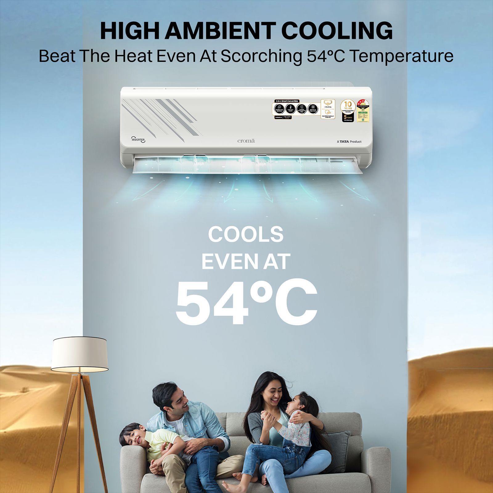 Croma 5 in 1 Convertible 1.5 Ton 3 Star Inverter Split AC with Anti Virus Protected Dust Filter (2025 Model, Copper Condenser, CRLA018IND255361)_7