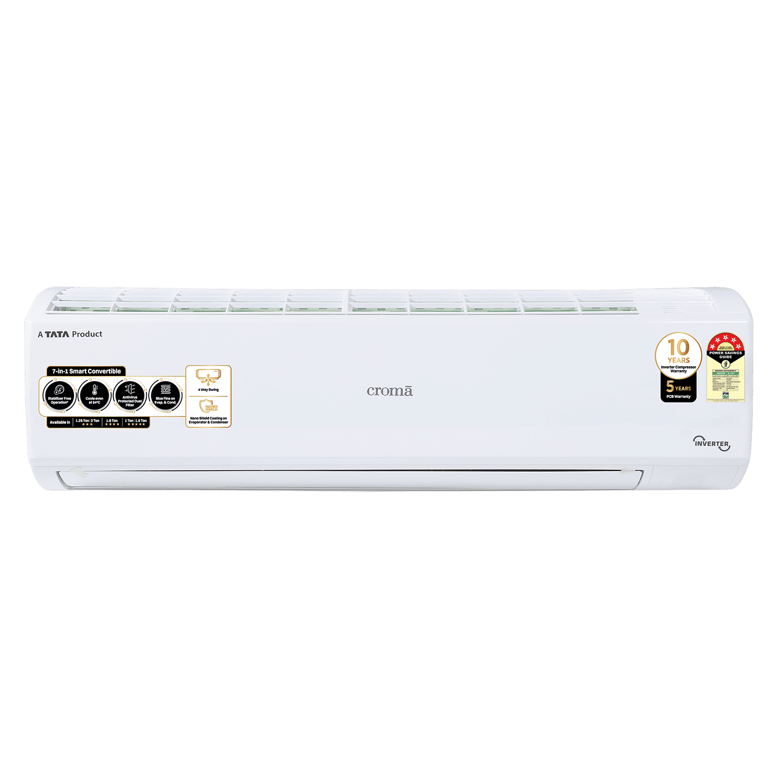 Croma 7 in 1 Convertible 1 Ton 5 Star Inverter Split AC with Antiviral protection (2025 Model, Copper Condenser, CRLA012INF170273)_1
