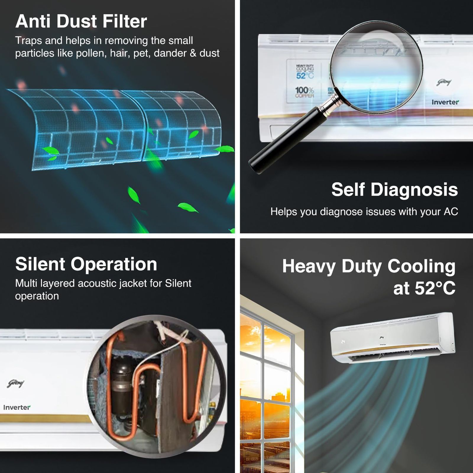 Godrej Turbo Chill Series Convertible 2.5 Ton 3 Star Inverter Split AC with Anti Freeze Thermostat (Copper Condenser, 40101701SD01301)_8