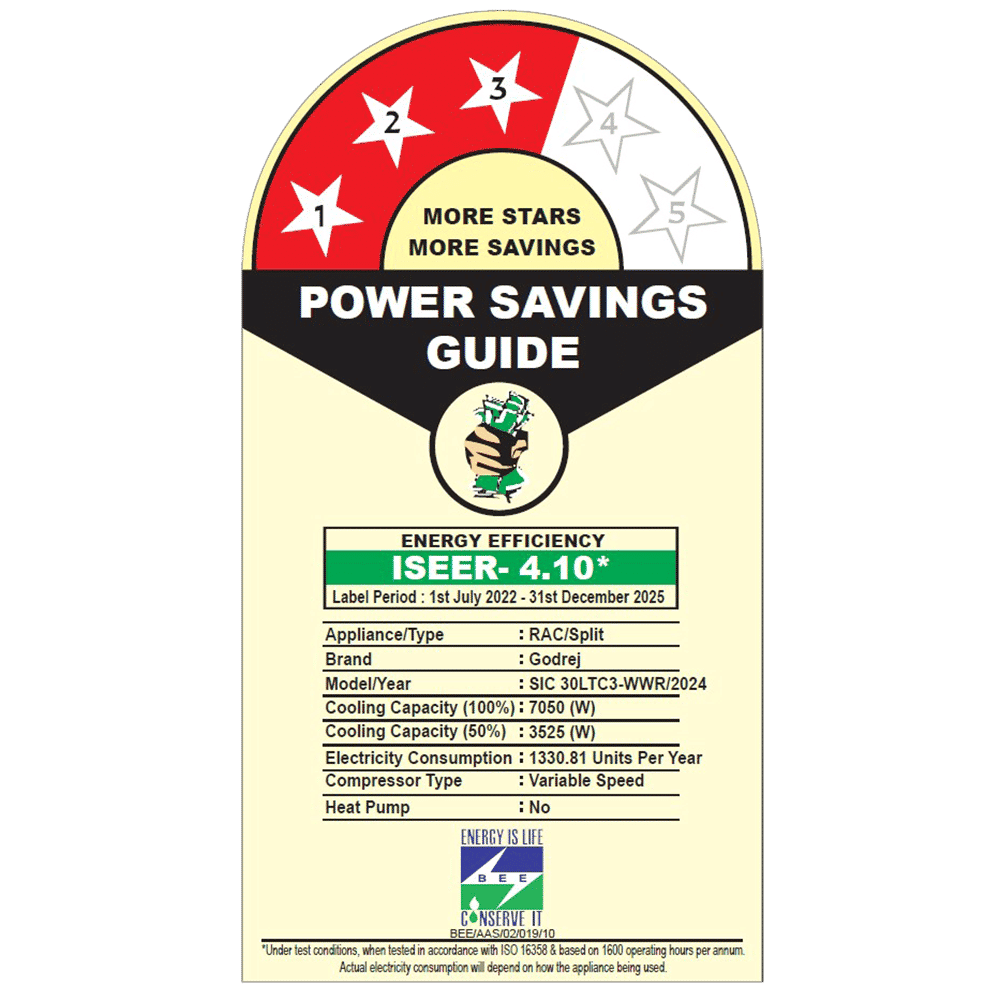 Godrej Turbo Chill Series Convertible 2.5 Ton 3 Star Inverter Split AC with Anti Freeze Thermostat (Copper Condenser, 40101701SD01301)_2