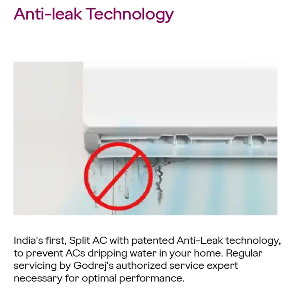 Godrej Anti-Leak Series Convertible 1 Ton 3 Star Inverter Split AC with Anti Freeze Thermostat (Copper Condenser, 40101701SD01366)_6