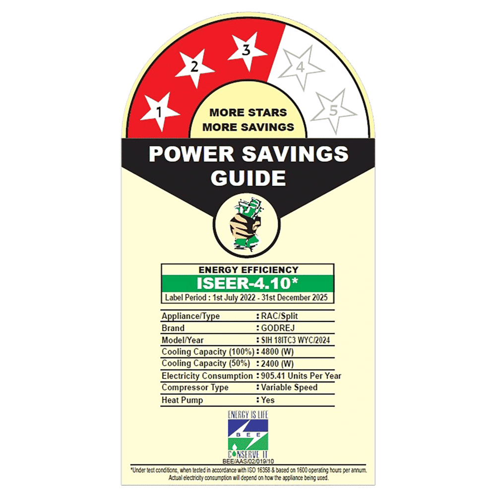 Godrej WYQ Series Convertible 1.5 Ton 3 Star Inverter Split AC with Anti Freeze Thermostat (Copper Condenser, 40101701SD01598) Godrej WYQ Series Convertible 1.5 Ton 3 Star Inverter Split AC with Anti Freeze Thermostat (Copper Condenser, 40101701SD01598)_2