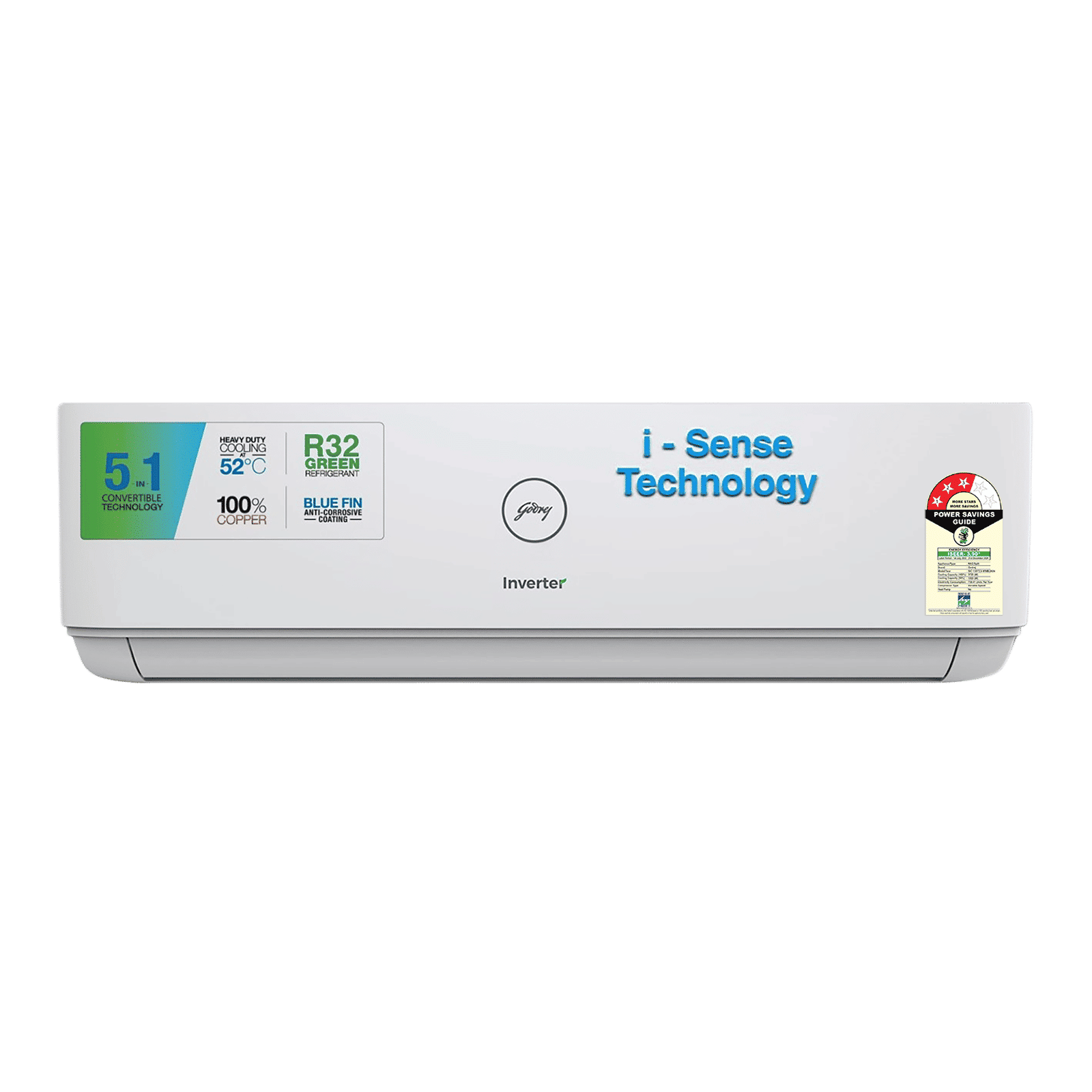 Godrej Turbo Chill SIC 13DTC3 WWB 5 in 1 Convertible 1.1 Ton 3 Star Inverter Split AC with I-Sense Technology (Copper Condenser, 40101701SD01257)_1