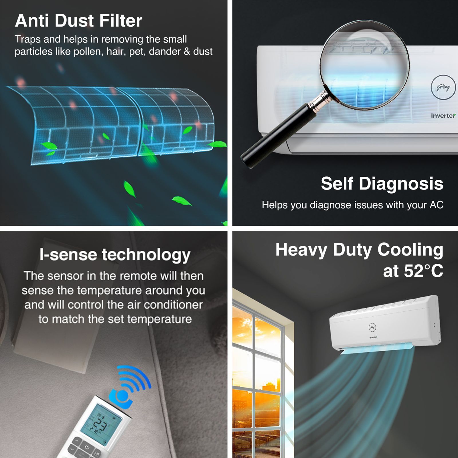 Godrej Turbo Chill SIC 13DTC3 WWB 5 in 1 Convertible 1.1 Ton 3 Star Inverter Split AC with I-Sense Technology (Copper Condenser, 40101701SD01257) Godrej Turbo Chill SIC 13DTC3 WWB 5 in 1 Convertible 1.1 Ton 3 Star Inverter Split AC with I-Sense Technology (Copper Condenser, 40101701SD01257)_10