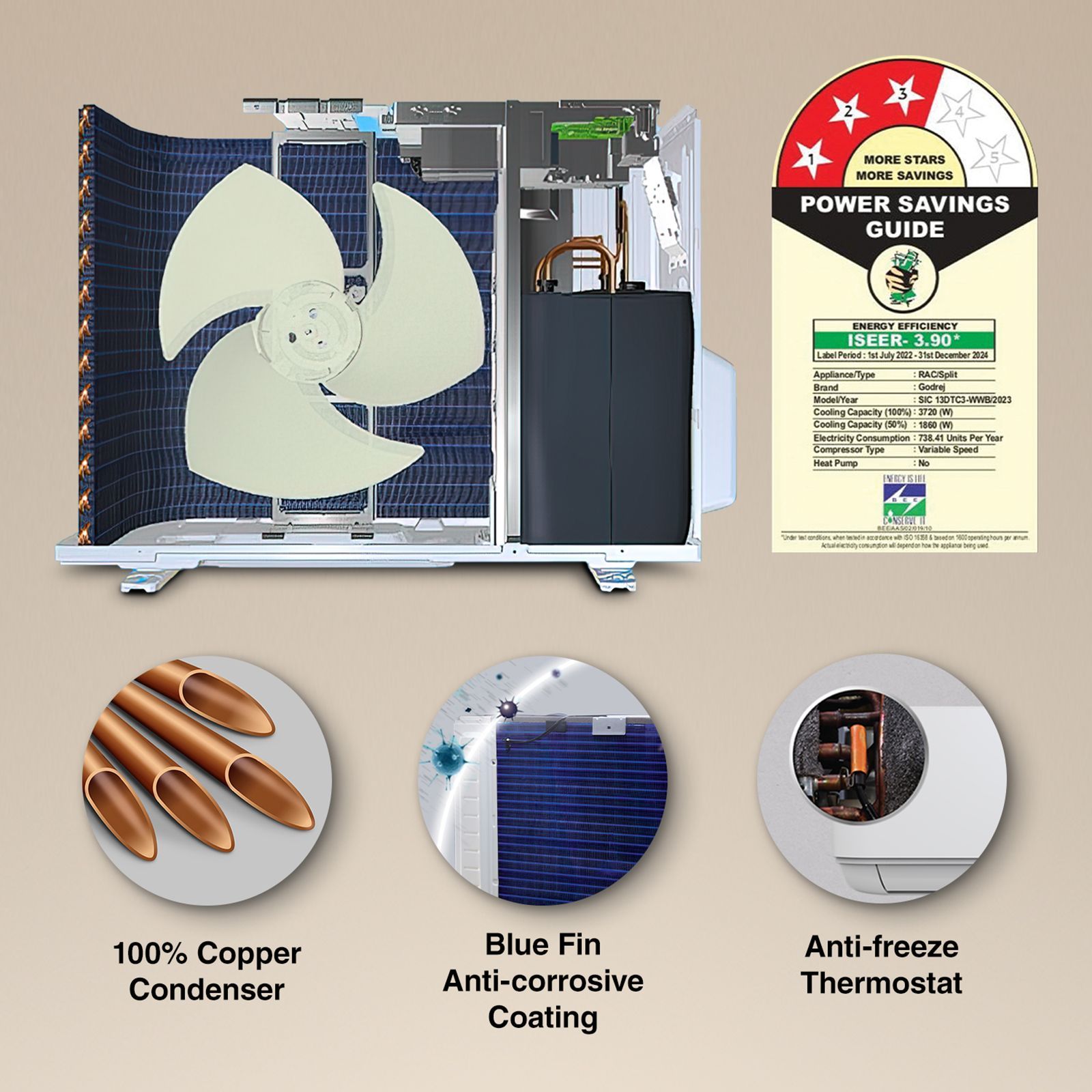 Godrej Turbo Chill SIC 13DTC3 WWB 5 in 1 Convertible 1.1 Ton 3 Star Inverter Split AC with I-Sense Technology (Copper Condenser, 40101701SD01257) Godrej Turbo Chill SIC 13DTC3 WWB 5 in 1 Convertible 1.1 Ton 3 Star Inverter Split AC with I-Sense Technology (Copper Condenser, 40101701SD01257)_11