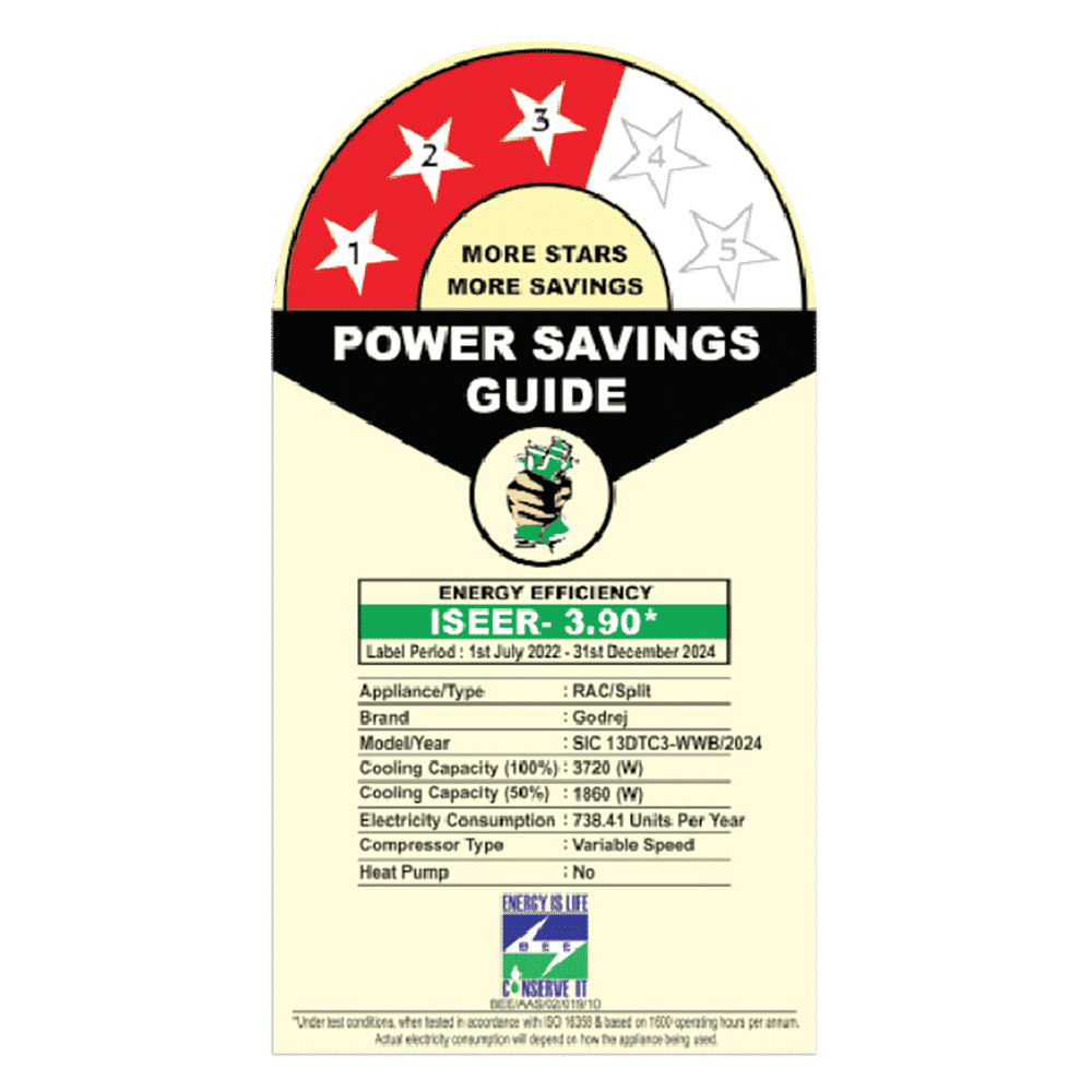 Godrej Turbo Chill SIC 13DTC3 WWB 5 in 1 Convertible 1.1 Ton 3 Star Inverter Split AC with I-Sense Technology (Copper Condenser, 40101701SD01257) Godrej Turbo Chill SIC 13DTC3 WWB 5 in 1 Convertible 1.1 Ton 3 Star Inverter Split AC with I-Sense Technology (Copper Condenser, 40101701SD01257)_3