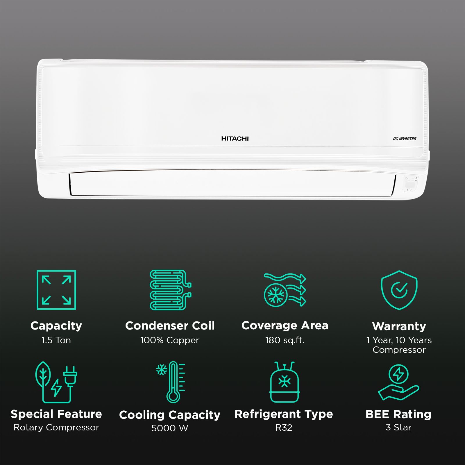 HITACHI iZen 3400SXL Convertible 1.5 Ton 3 Star Invertor Split AC with Anti Bacterial SuperFine Mesh Filter (Copper Condenser, RAS G318PCCISS1)_2