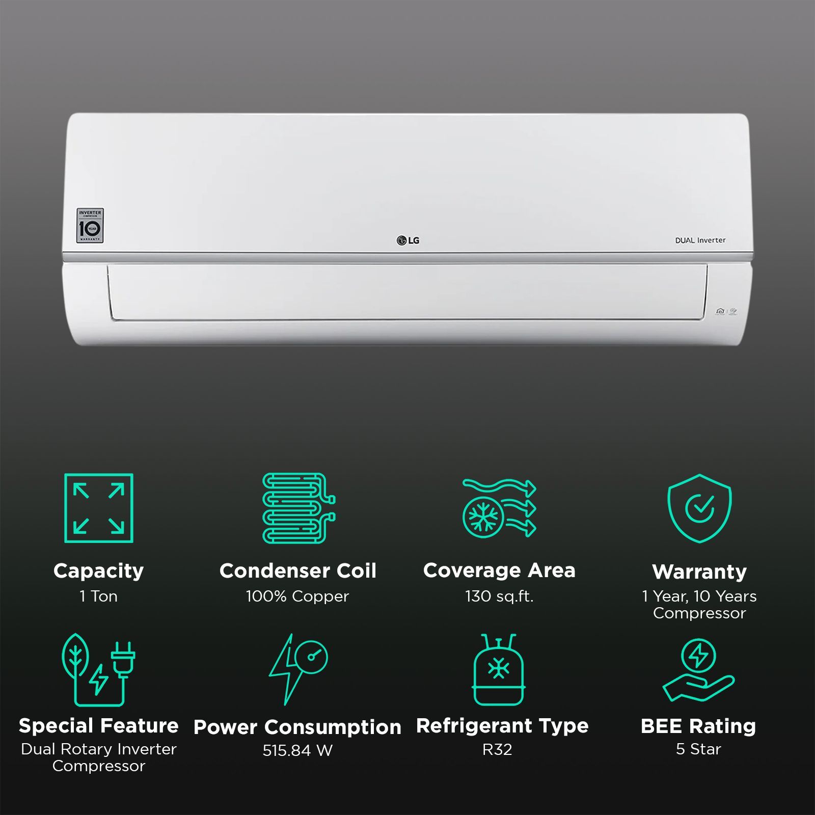 LG 6 in 1 Convertible 1 Ton 5 Star Dual Inverter Split AC with 6 Step Fan Speed (2025 Model, Copper Condenser, US-Q14SWZE.AMLG) LG 6 in 1 Convertible 1 Ton 5 Star Dual Inverter Split AC with 6 Step Fan Speed (2025 Model, Copper Condenser, US-Q14SWZE.AMLG)_2
