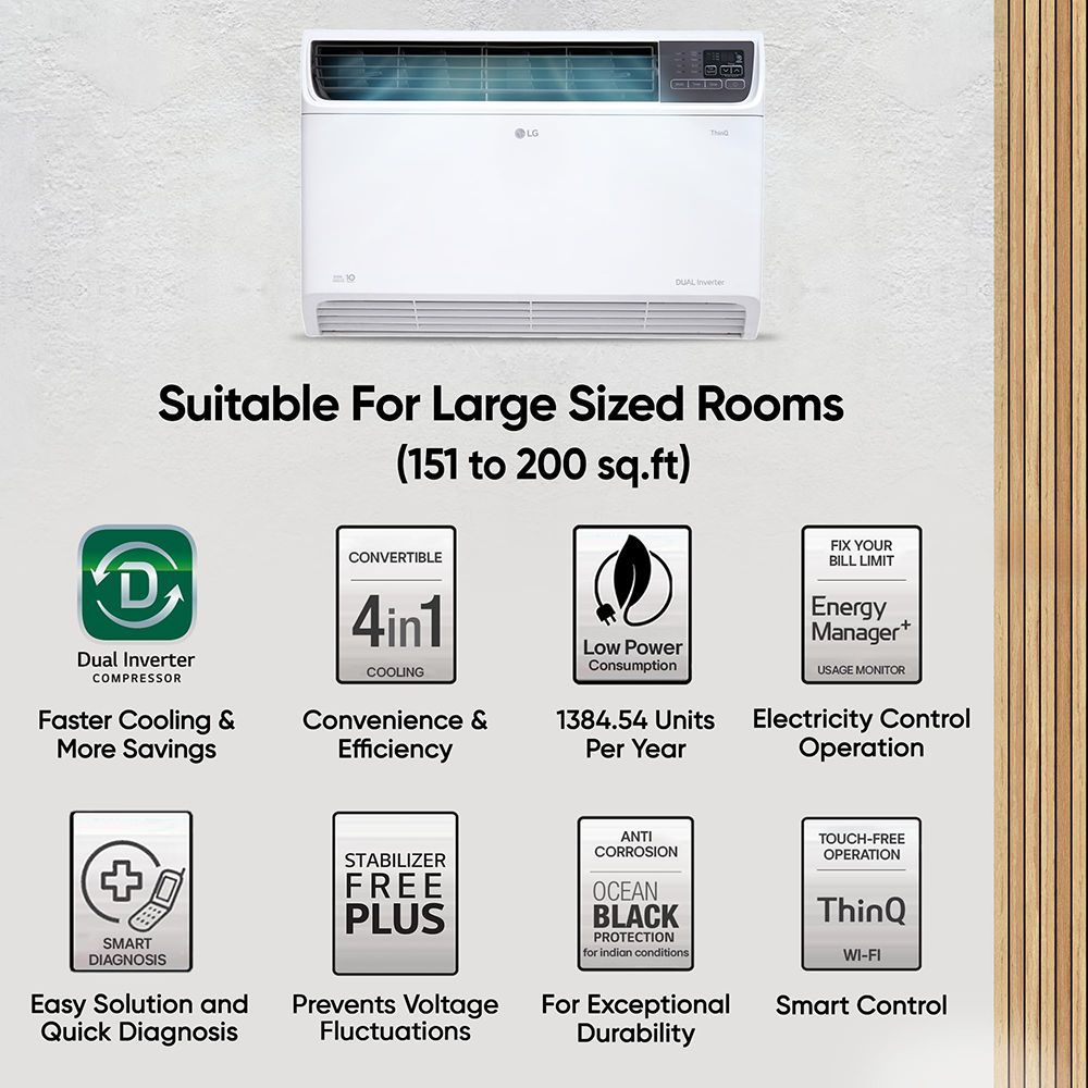 LG 4 in 1 Convertible 2 Ton 4 Star Dual Inverter Window AC with Ocean Black Protection (2025 Model, Copper Condenser, 24WWYA.ASLG)_19