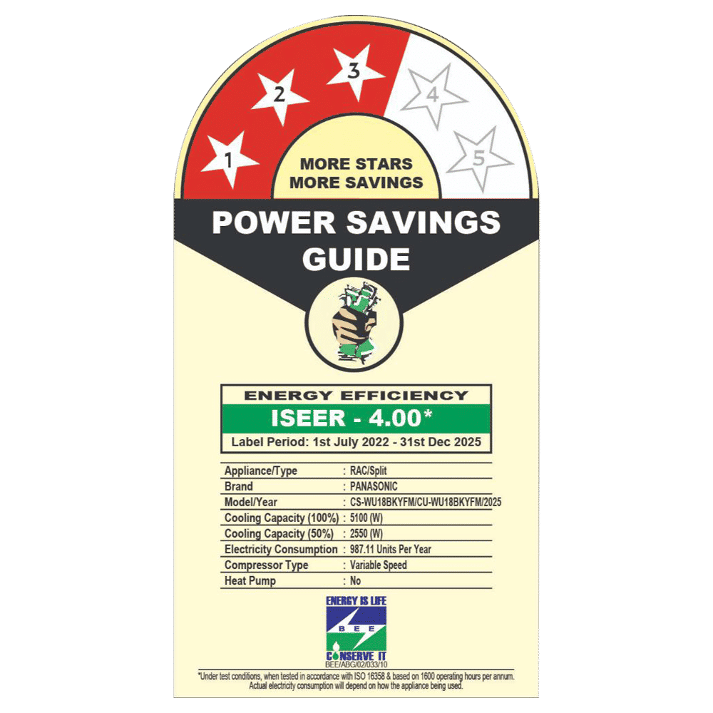 Panasonic WU 7 in 1 Convertible 1.5 Ton 3 Star Inverter Split Smart AC with Voice Assistant (2025 Model, Copper Condenser, CS/CU-WU18BKYFM)_3