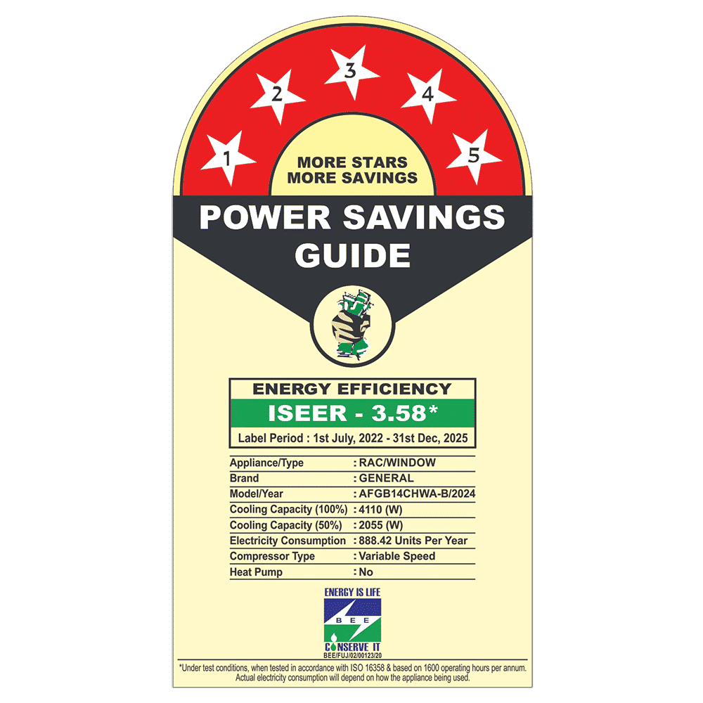 O GENERAL Hyper Tropical 1.17 Ton 5 Star Inverter Window AC (Copper Condenser, AFGB14CHWA-B) O GENERAL Hyper Tropical 1.17 Ton 5 Star Inverter Window AC (Copper Condenser, AFGB14CHWA-B)_2