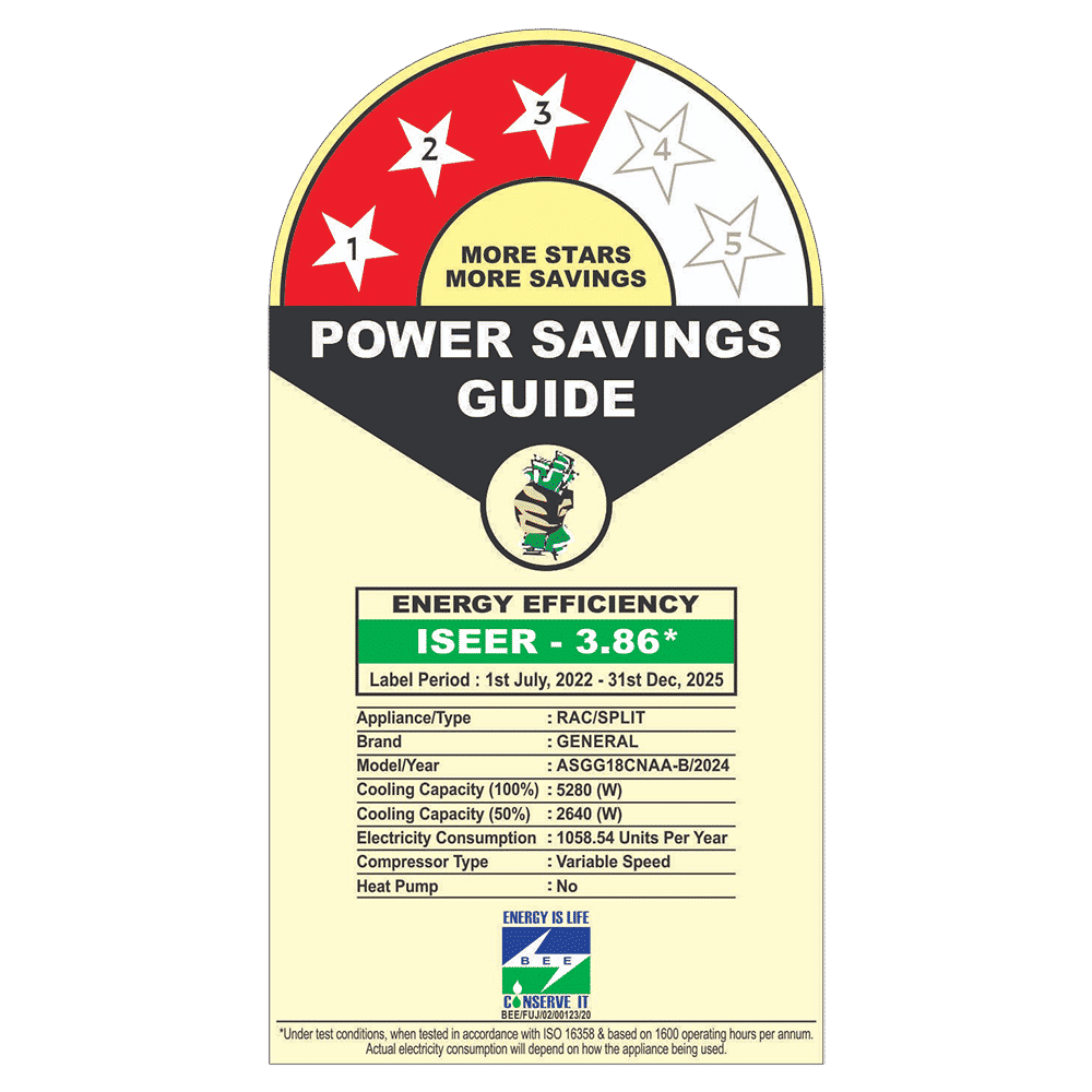 O GENERAL Hyper Advanced Tropical Rotary 1.5 Ton 3 Star Inverter Split AC (Copper Condenser, ASGG18CNAA-B) O GENERAL Hyper Advanced Tropical Rotary 1.5 Ton 3 Star Inverter Split AC (Copper Condenser, ASGG18CNAA-B)_3