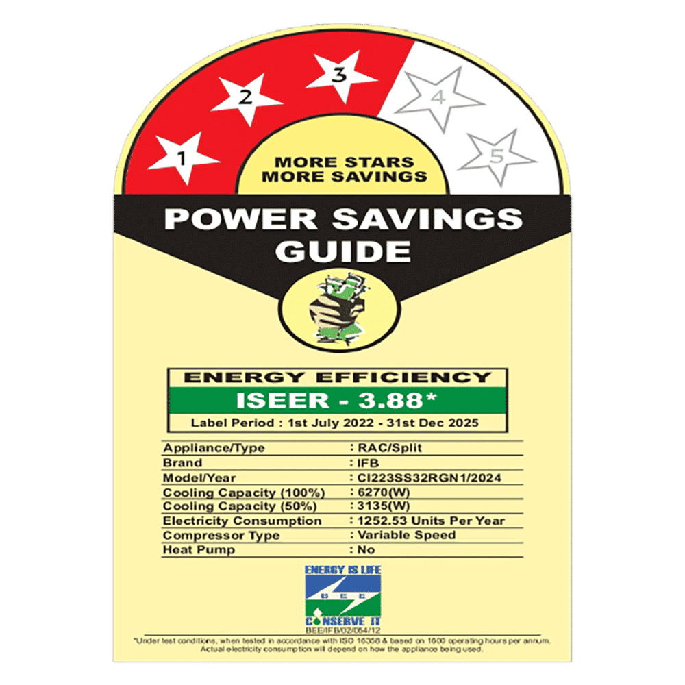 IFB Silver Star 8 in 1 Convertible 2 Ton 3 Star Inverter Split Smart AC with Wi-Fi Supported (Copper Condenser, CI223SS32RGN1) IFB Silver Star 8 in 1 Convertible 2 Ton 3 Star Inverter Split Smart AC with Wi-Fi Supported (Copper Condenser, CI223SS32RGN1)_2