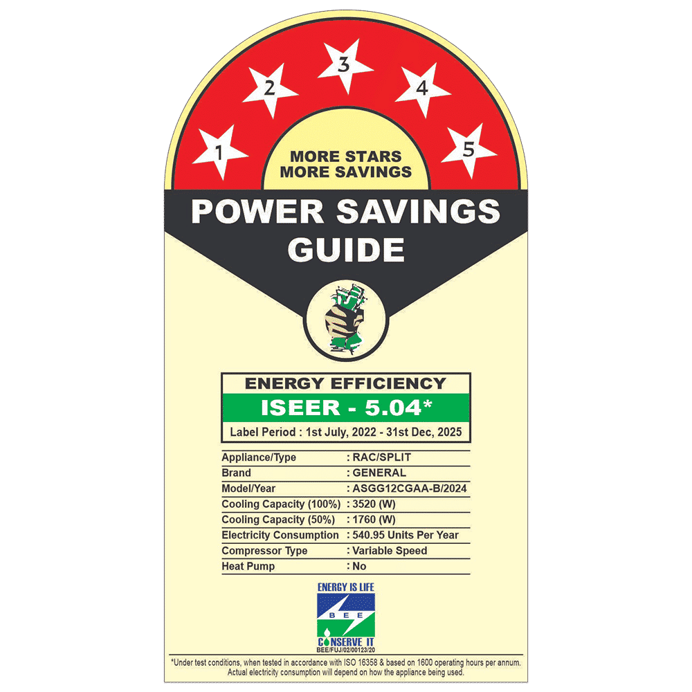 O GENERAL Advanced Hyper Tropical 1 Ton 5 Star Inverter Split AC (Copper Condenser, PM 2.5 Filter, ASGG12CGAA-B)_3