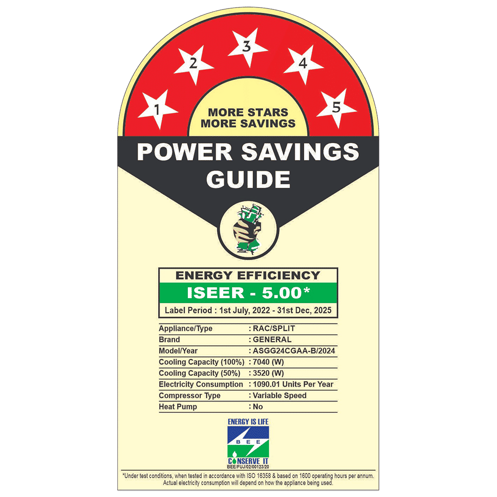 O GENERAL Advanced Hyper Tropical 2 Ton 5 Star Inverter Split AC (Copper Condenser, PM 2.5 Filter, ASGG24CGAA-B)_2