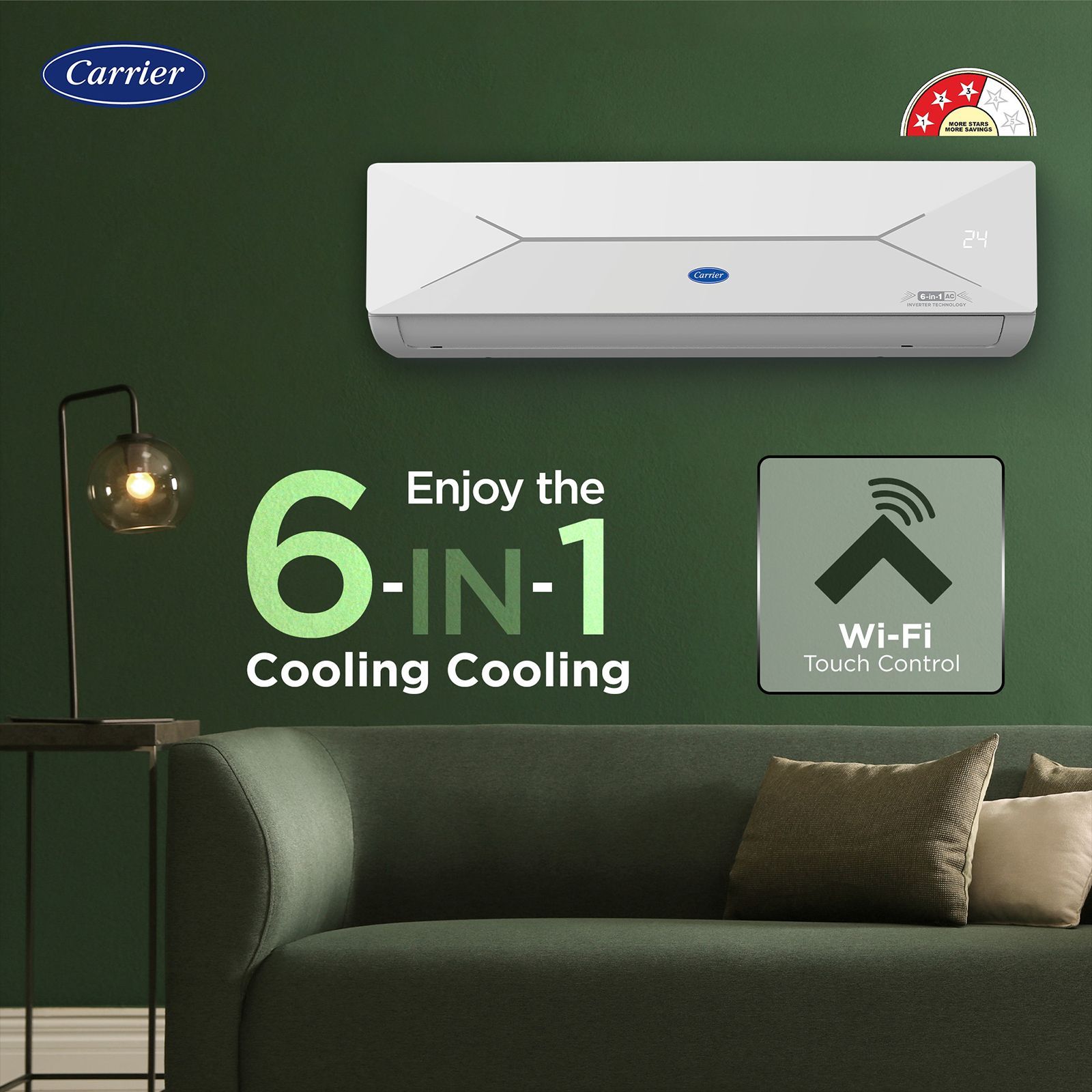 Carrier ESTER EDGE FXi 6 in 1 Convertible 2 Ton 3 Star Inverter Split Smart AC with Wi-Fi Supported (Copper Condenser, CAI24EE3R35W0)_4