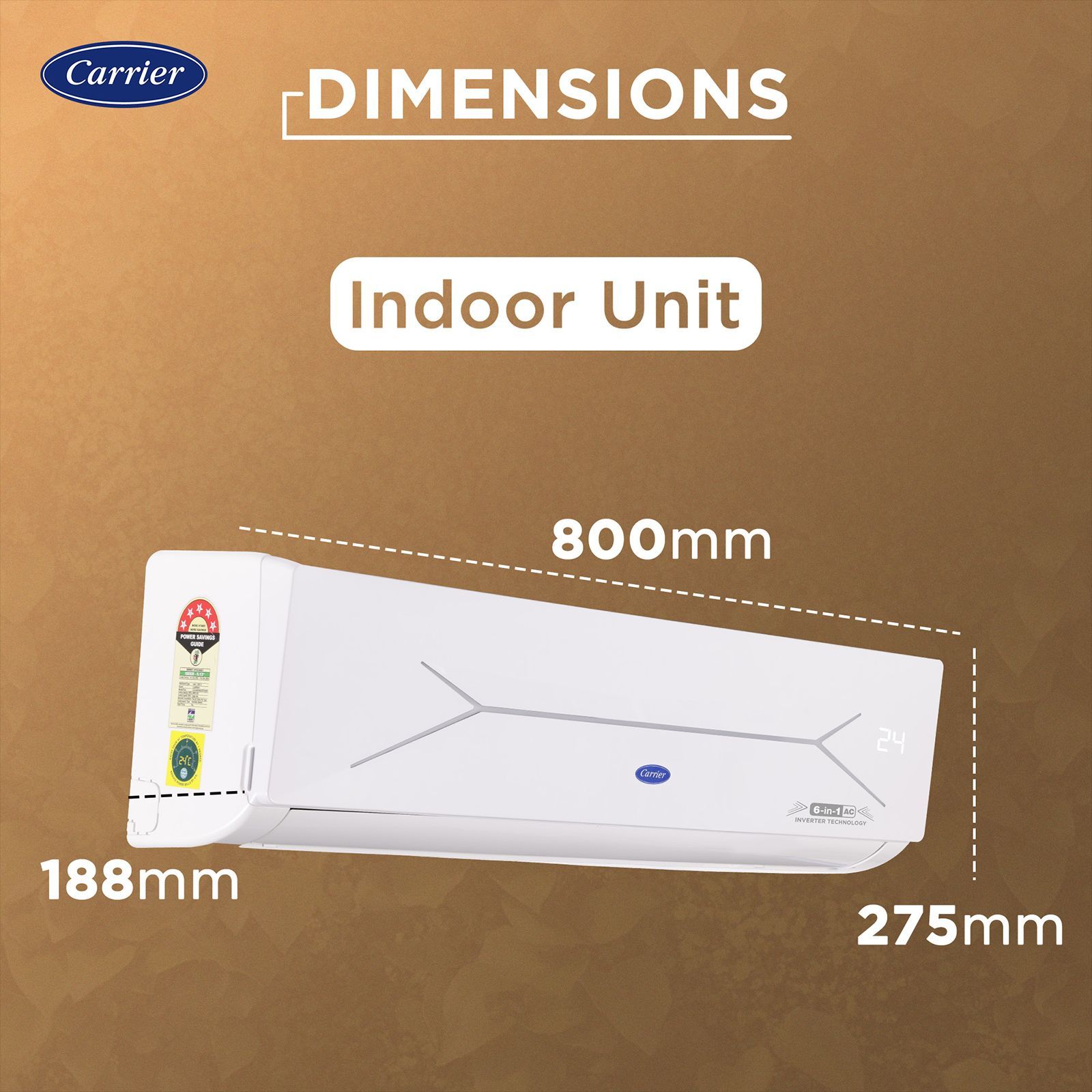 Carrier ESTER EDGE FXi 6 in 1 Convertible 1 Ton 5 Star Inverter Split Smart AC with Wi-Fi Supported (Copper Condenser, CAI12EE5R35W0)_7