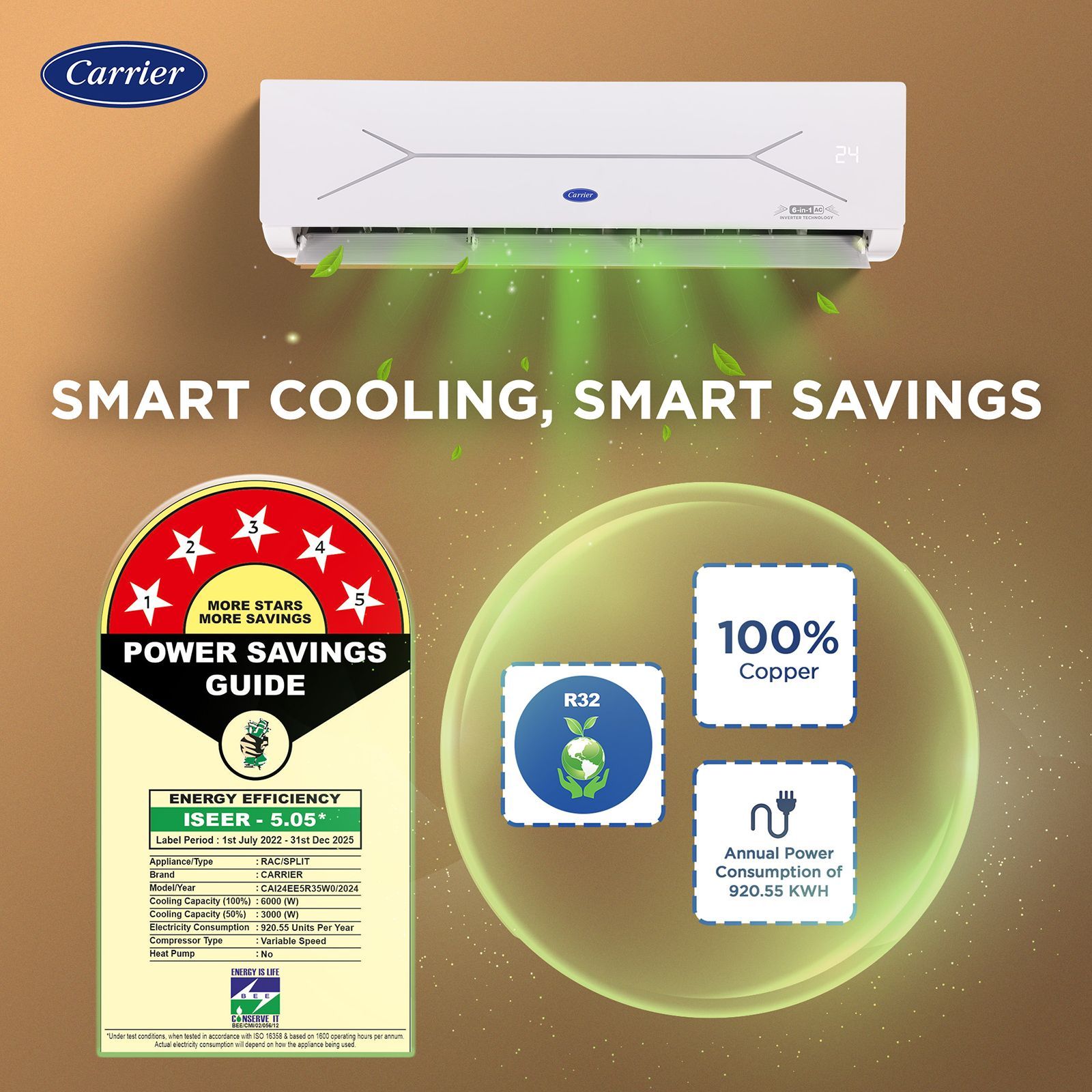 Carrier ESTER EDGE FXi 6 in 1 Convertible 2 Ton 5 Star Inverter Split Smart AC with Wi-Fi Supported (2025 Model, Copper Condenser, CAI24EE5R35W0) Carrier ESTER EDGE FXi 6 in 1 Convertible 2 Ton 5 Star Inverter Split Smart AC with Wi-Fi Supported (2025 Model, Copper Condenser, CAI24EE5R35W0)_10