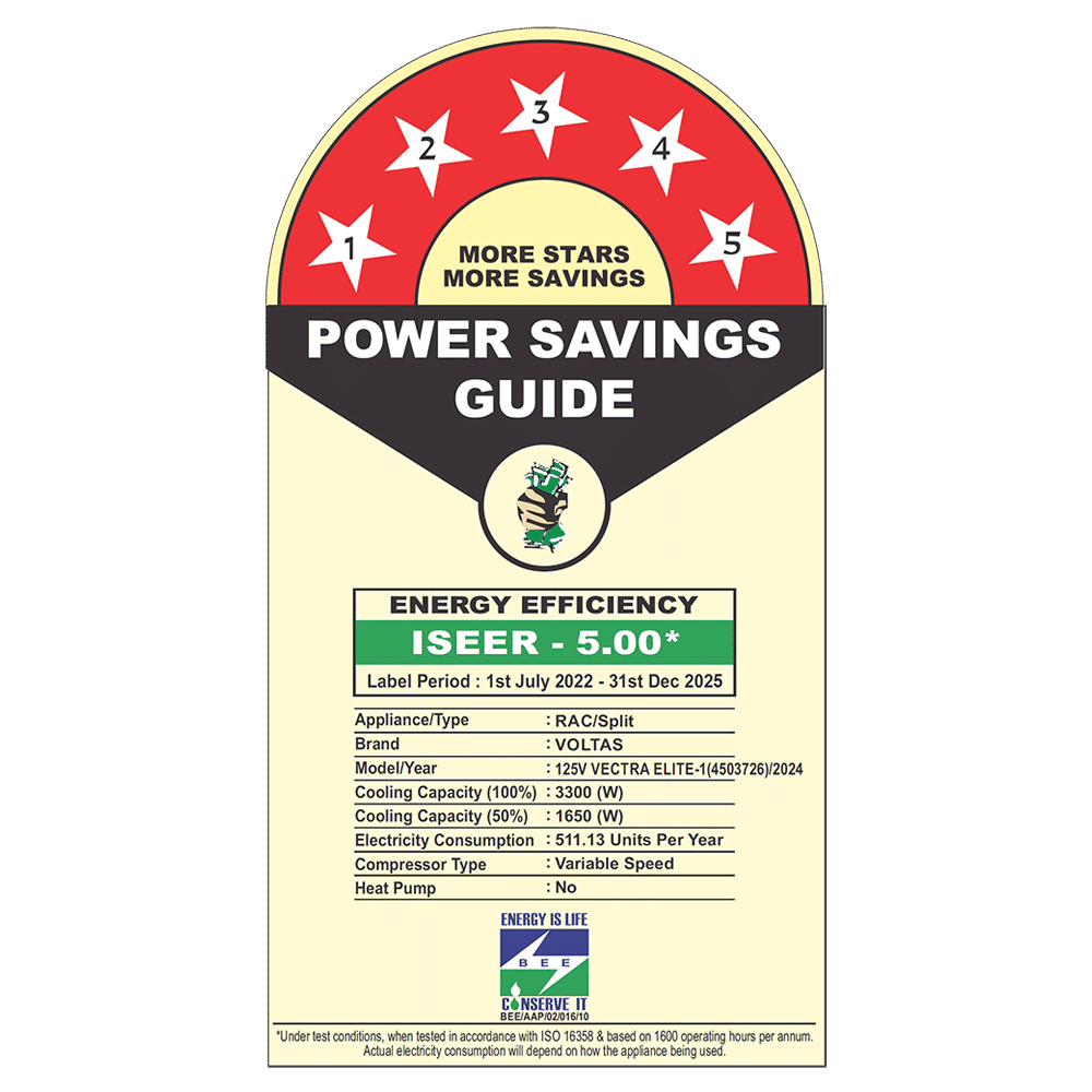 VOLTAS 125V Vectra Elite-1 Convertible 1 Ton 5 Star Inverter Split AC with 4 Step Adjustable Mode (Copper Condenser, 4503726)_2