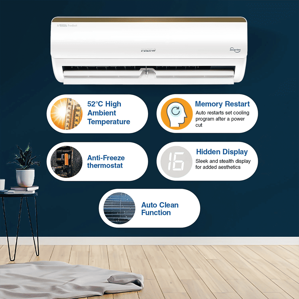 VOLTAS 125V Vertis Elite Gold 1 Ton 5 Star Inverter Split AC with Ice Wash Technology (Copper Condenser, Anti Dust Filter, 4503682)_7
