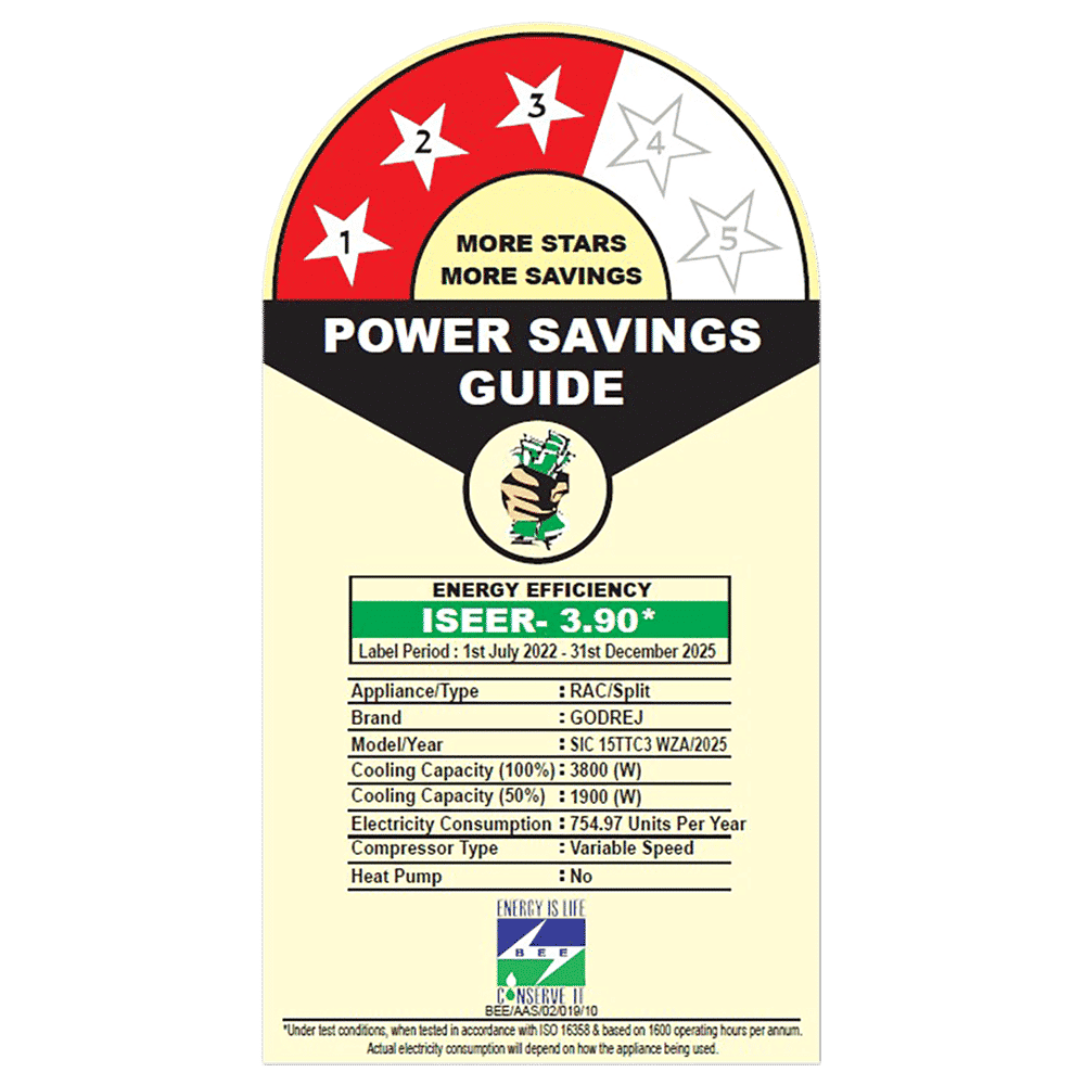 Godrej SIC 15TTC3 WZA Convertible 1.2 Ton 3 Star Inverter Split AC with I-Sense Technology (2025 Model, Copper Condenser, 40101701SD01651) Godrej SIC 15TTC3 WZA Convertible 1.2 Ton 3 Star Inverter Split AC with I-Sense Technology (2025 Model, Copper Condenser, 40101701SD01651)_2