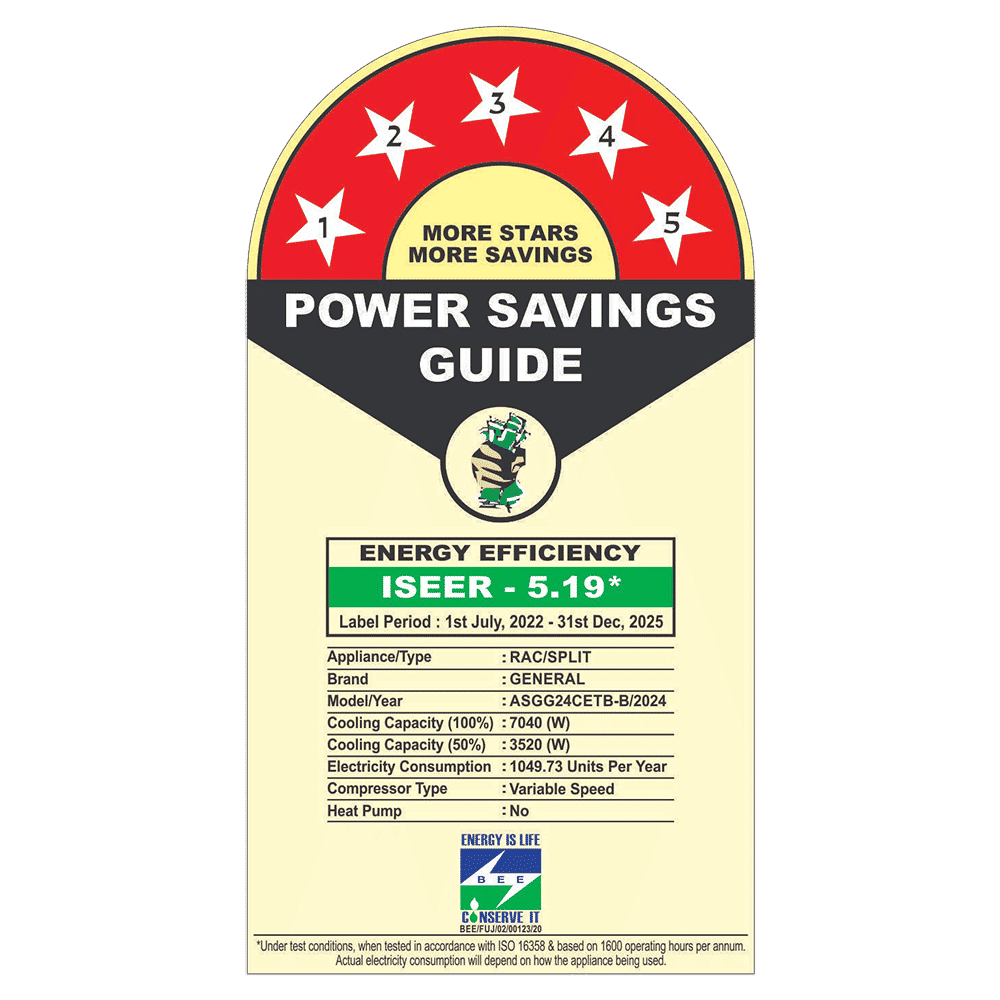 O GENERAL Advanced Hyper Tropical 2 Ton 5 Star Inverter Split AC (Copper Condenser, PM 2.5 Filter, ASGG24CETB-B)_3