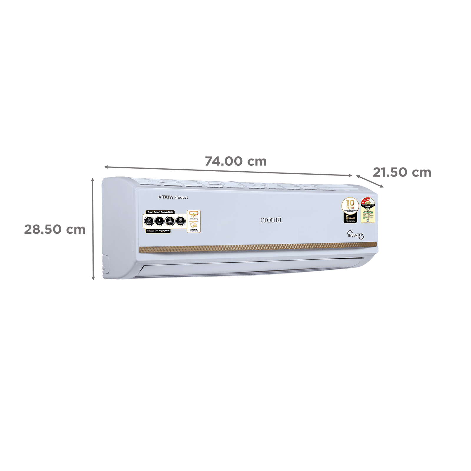 Croma 7 in 1 Convertible 1 Ton 3 Star Inverter Split AC with Temperature Sensor (2025 Model, Copper Condenser, CRLA012IND170285)_2