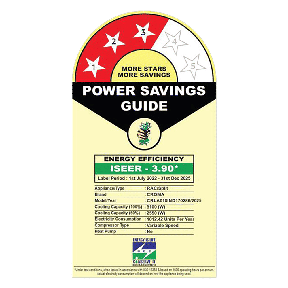 Croma 7 in 1 Convertible 1.5 Ton 3 Star Inverter Split AC with Temperature Sensor (2025 Model, Copper Condenser, CRLA018IND170286) Croma 7 in 1 Convertible 1.5 Ton 3 Star Inverter Split AC with Temperature Sensor (2025 Model, Copper Condenser, CRLA018IND170286)_3