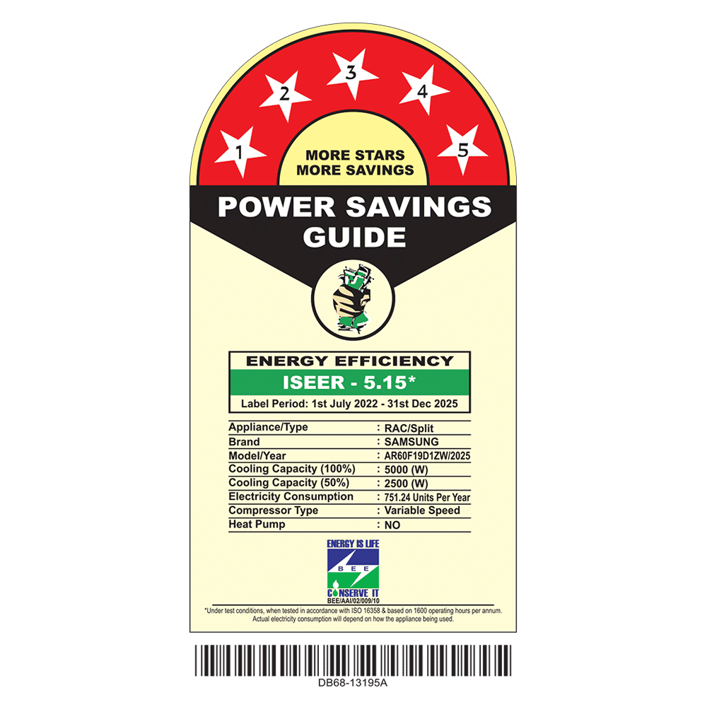 SAMSUNG Windfree 5 in 1 Convertible 1.5 Ton 5 Star Inverter Split Smart AC with Voice Assistance (2025 Model, Copper Condenser, AR60F19D1ZWNNA) SAMSUNG Windfree 5 in 1 Convertible 1.5 Ton 5 Star Inverter Split Smart AC with Voice Assistance (2025 Model, Copper Condenser, AR60F19D1ZWNNA)_3