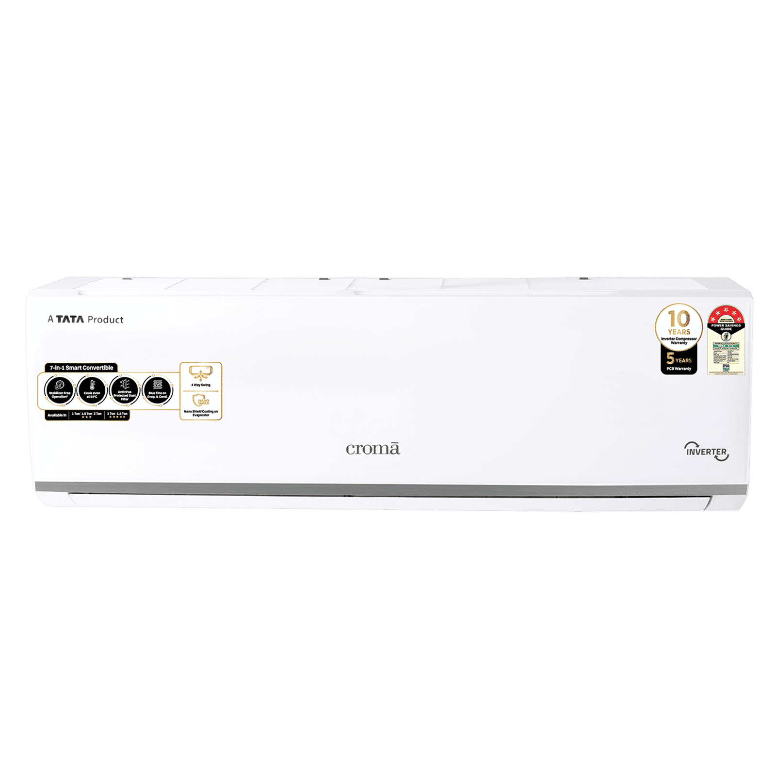 Croma 7 in 1 Convertible 1.5 Ton 5 Star Inverter Split AC with Temperature Sensor (2025 Model, Copper Condenser, CRLA018INF283280)_1