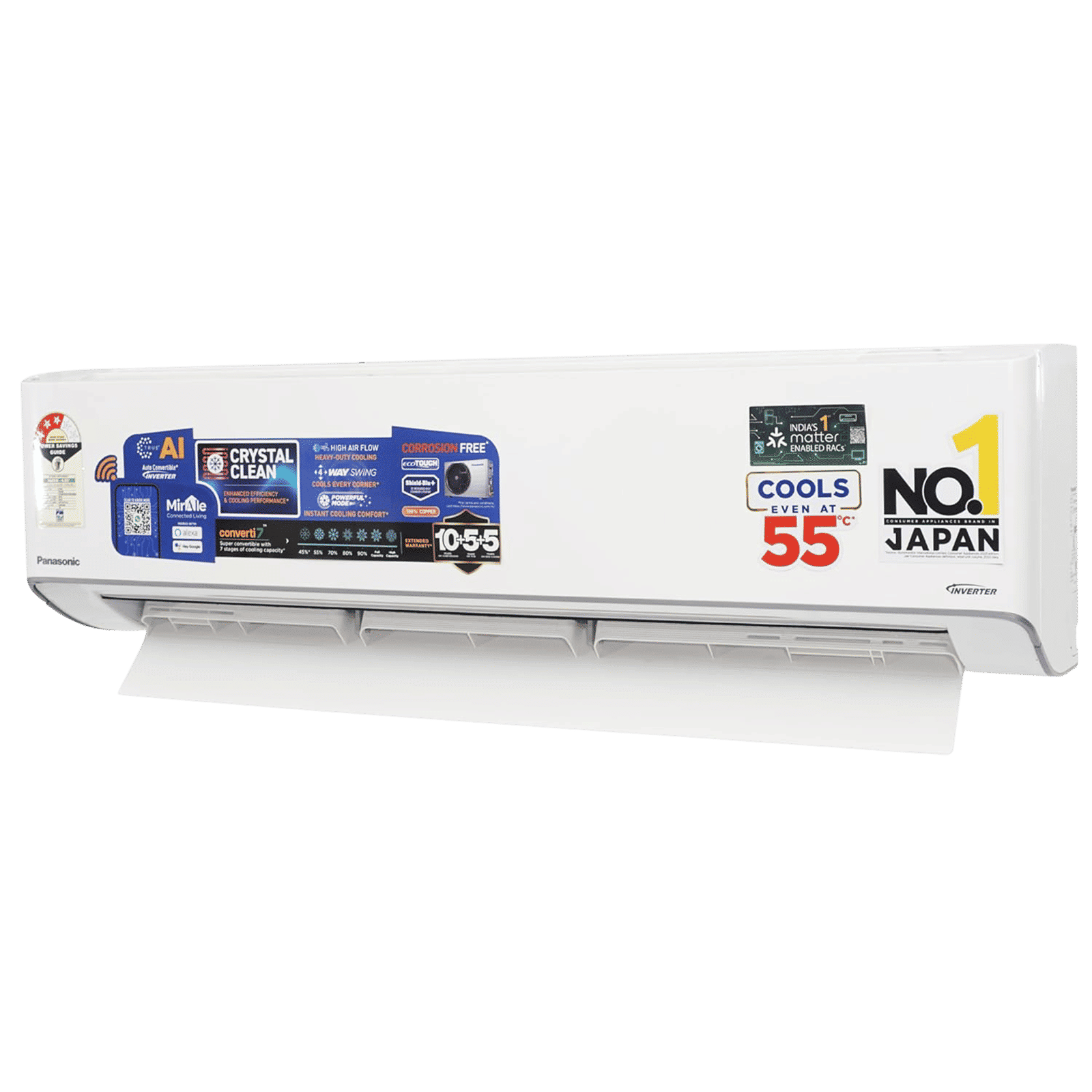 Panasonic EZ 7 in 1 Convertible 1.5 Ton 3 Star Hot & Cold Inverter Split Smart AC with Voice Control (2025 Model, Copper Condenser, CS/CU-EZ18BKYXFM)_16
