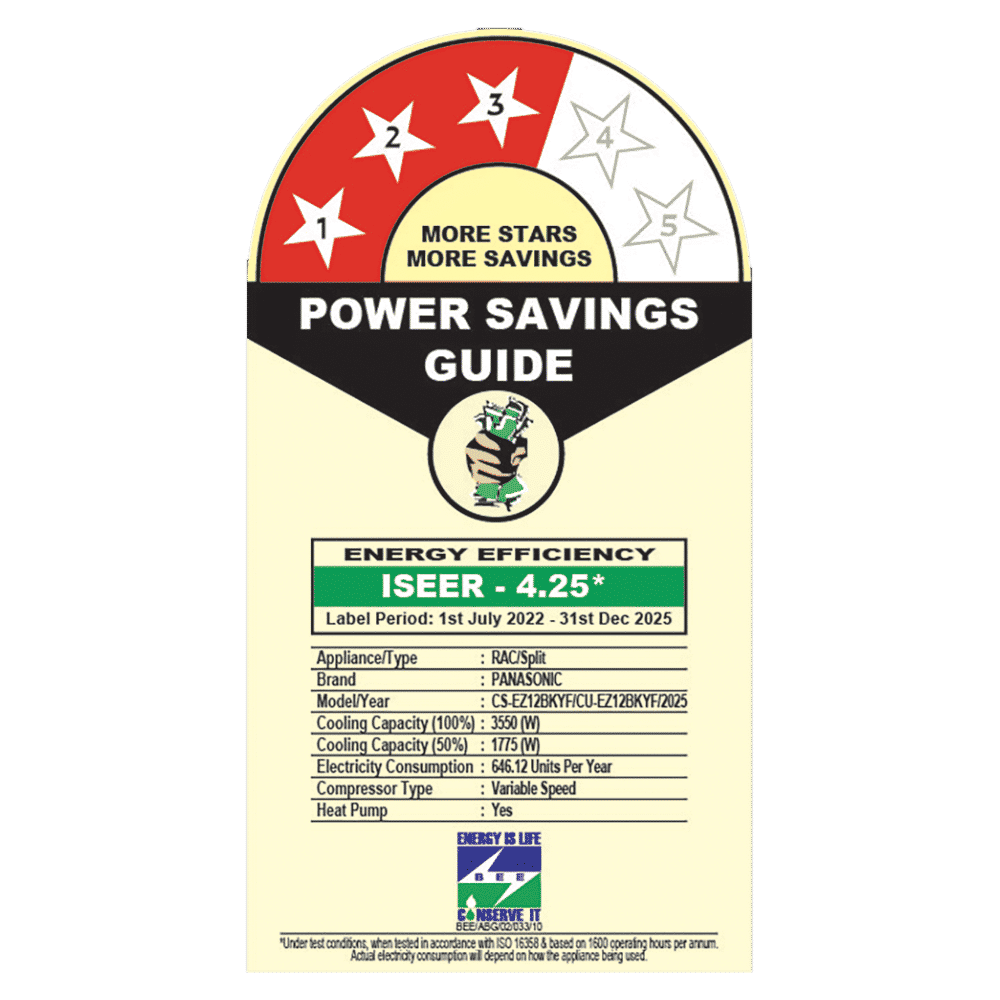 Panasonic EZ 7 in 1 Convertible 1 Ton 3 Star Hot & Cold Inverter Split AC with Crystal Clean (Copper Condenser, CS/CU-EZ12BKYF)_2