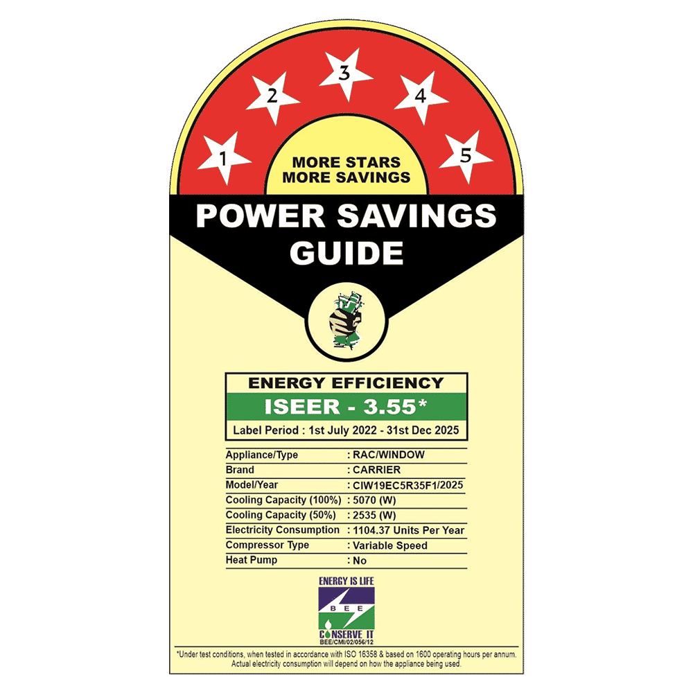 Carrier ESTRELLA FXi (E) 1.5 Ton 5 Star Inverter Window AC (2025 Model, Copper Condenser, Dust Filter, CIW19EC5R35F1)_2