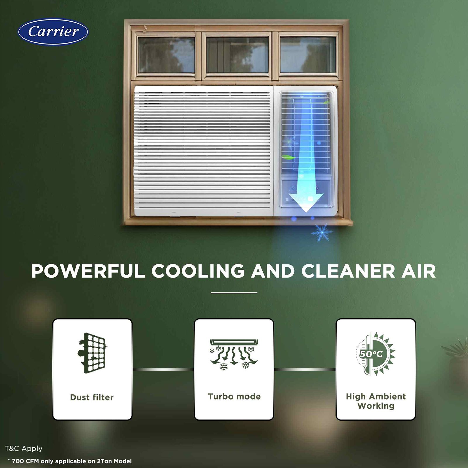 Carrier ESTRELLA Fxi (M) Convertible 1.5 Ton 3 Star Inverter Window AC with Dust Filter (2025 Model, Copper Condenser, CIW18EC3R35F0)_8