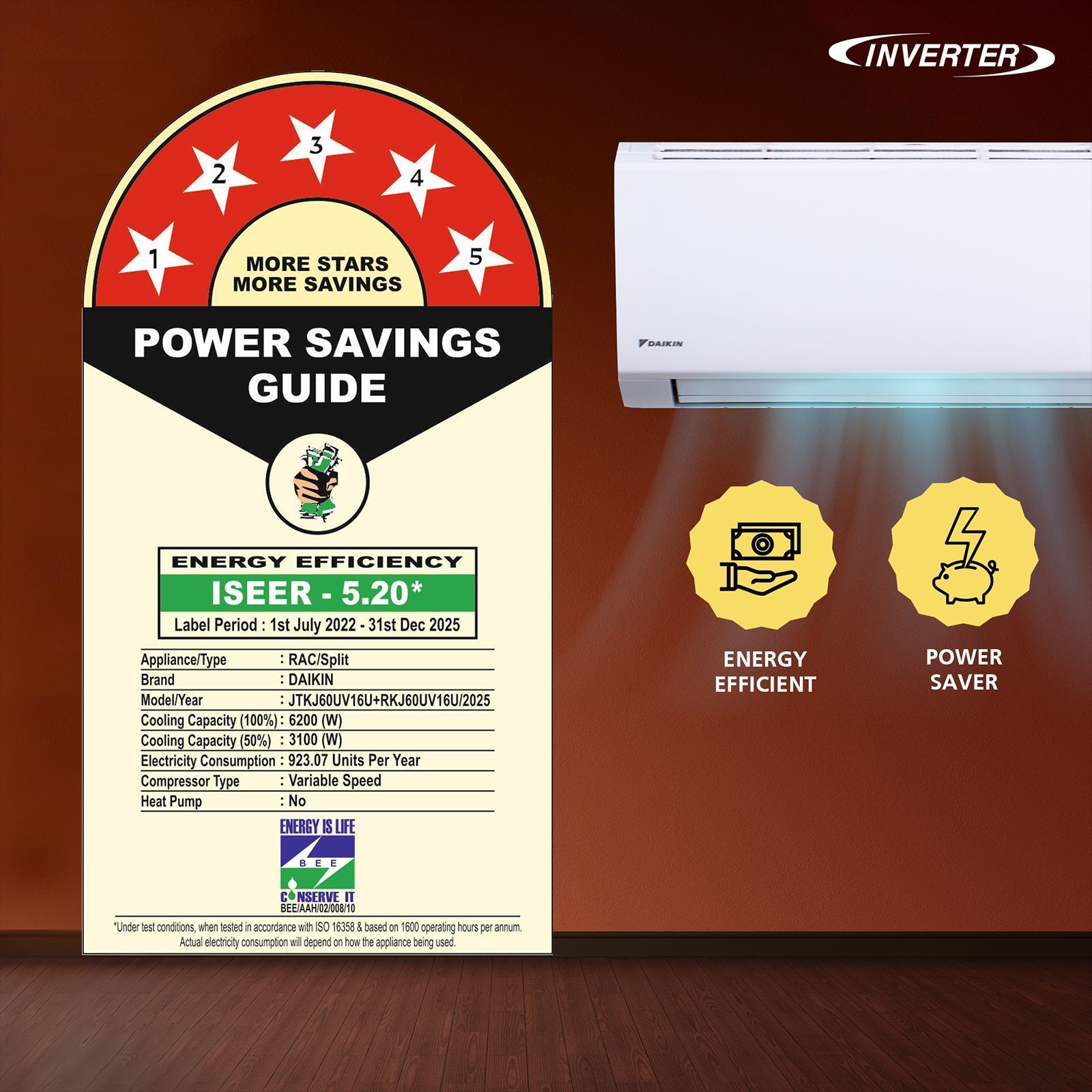 DAIKIN Streamer 1.8 Ton 5 Star Inverter Split AC (2025 Model, Copper Condenser, PM 1.0 Filter, JTKJ60)_10