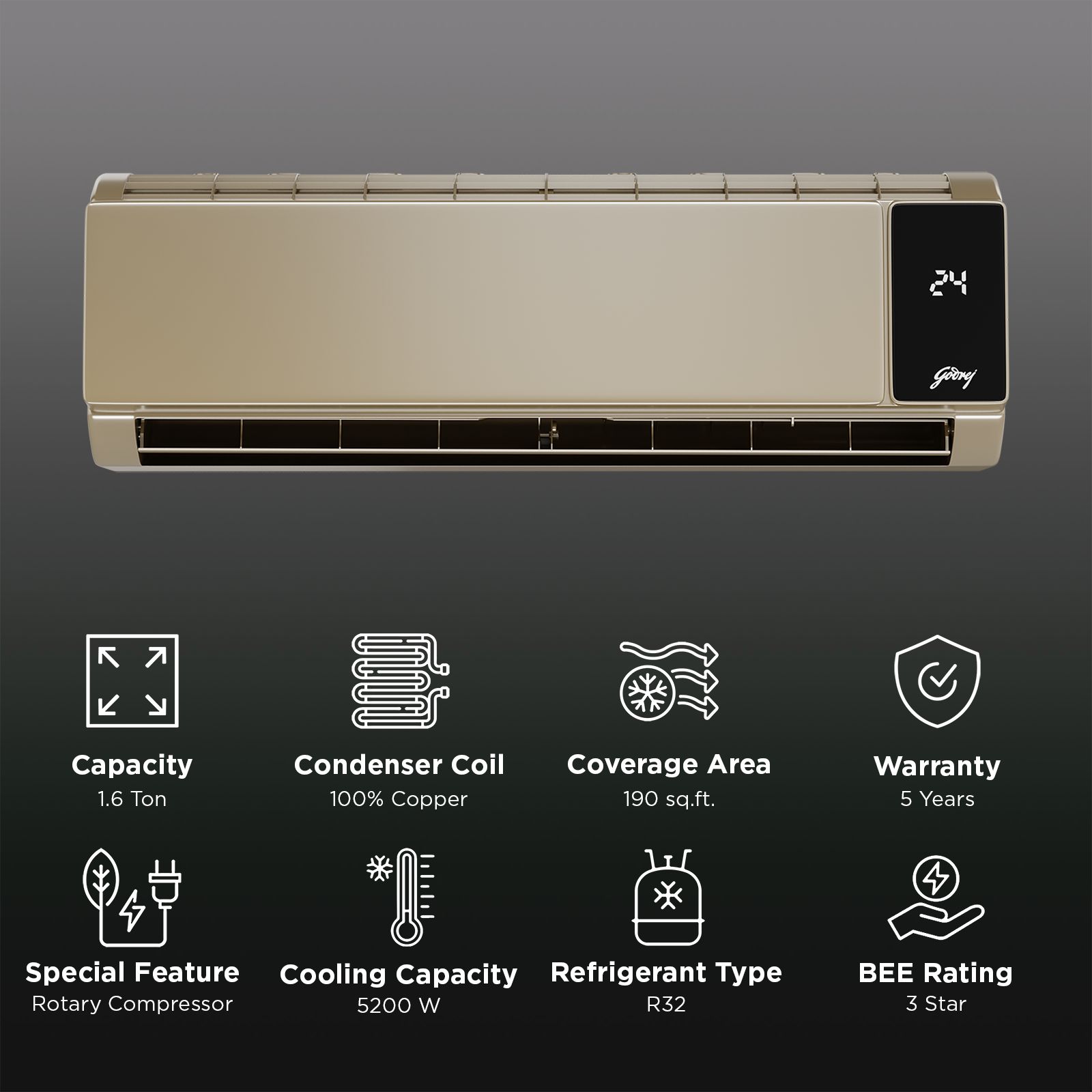 Godrej Magnus Series Convertible 1.6 Ton 3 Star Inverter Split AC with I-Sense Technology (2025 Model, Copper Condenser, SIC 18MTC3 GZR IOT)_2