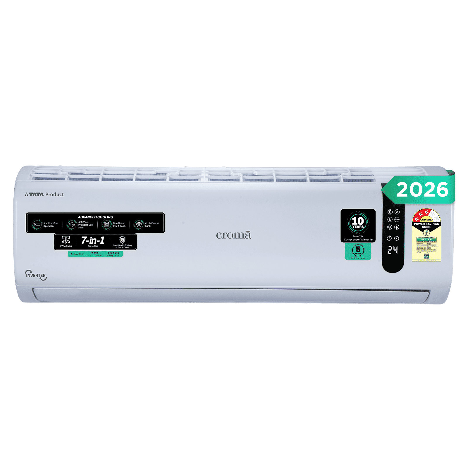 Croma 7 in 1 Convertible 1 Ton 3 Star Inverter Split AC with 4 Way Auto Swing (2026 Model, Copper Condenser, CRLA012IND170290)_1