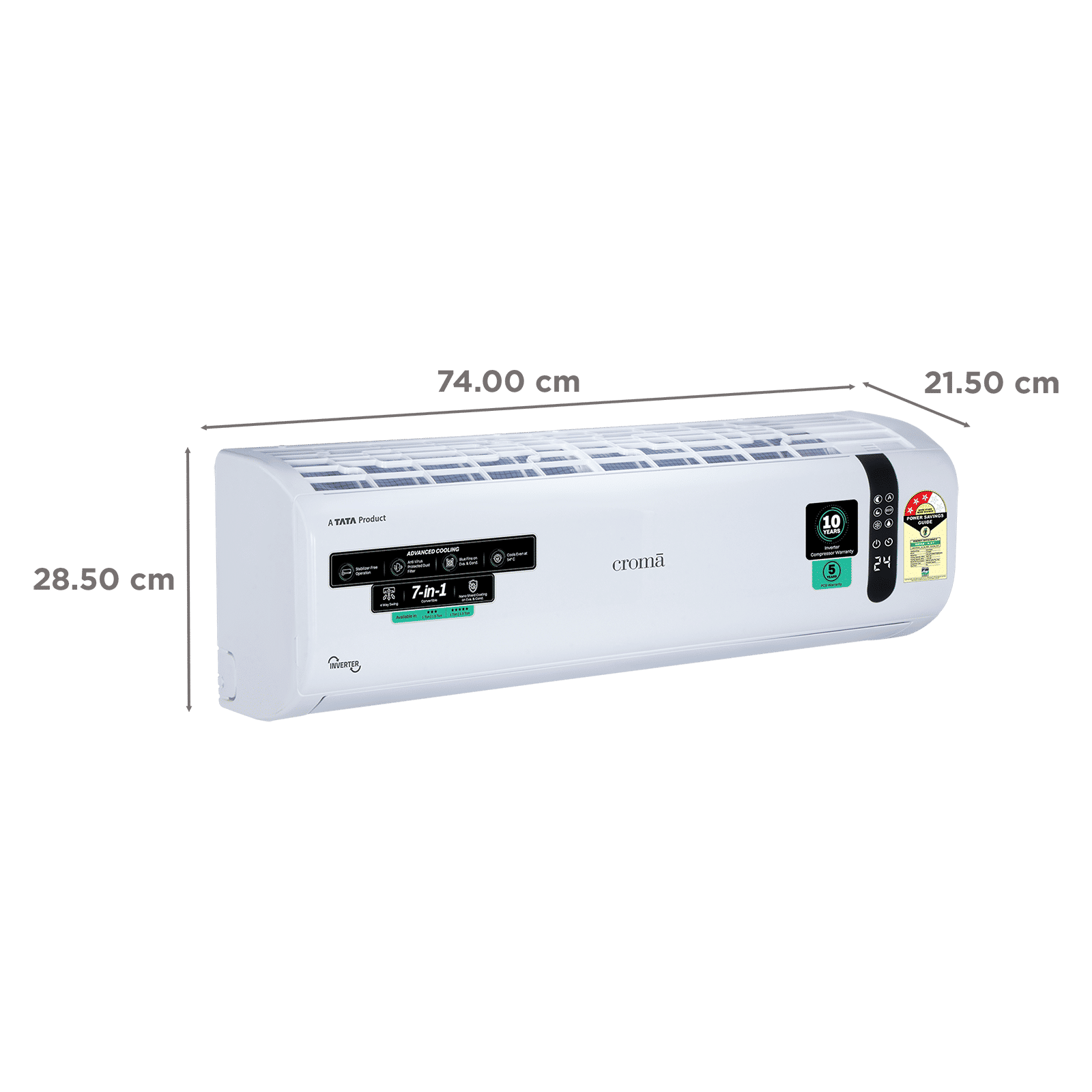 Croma 7 in 1 Convertible 1 Ton 3 Star Inverter Split AC with 4 Way Auto Swing (2026 Model, Copper Condenser, CRLA012IND170290)_3