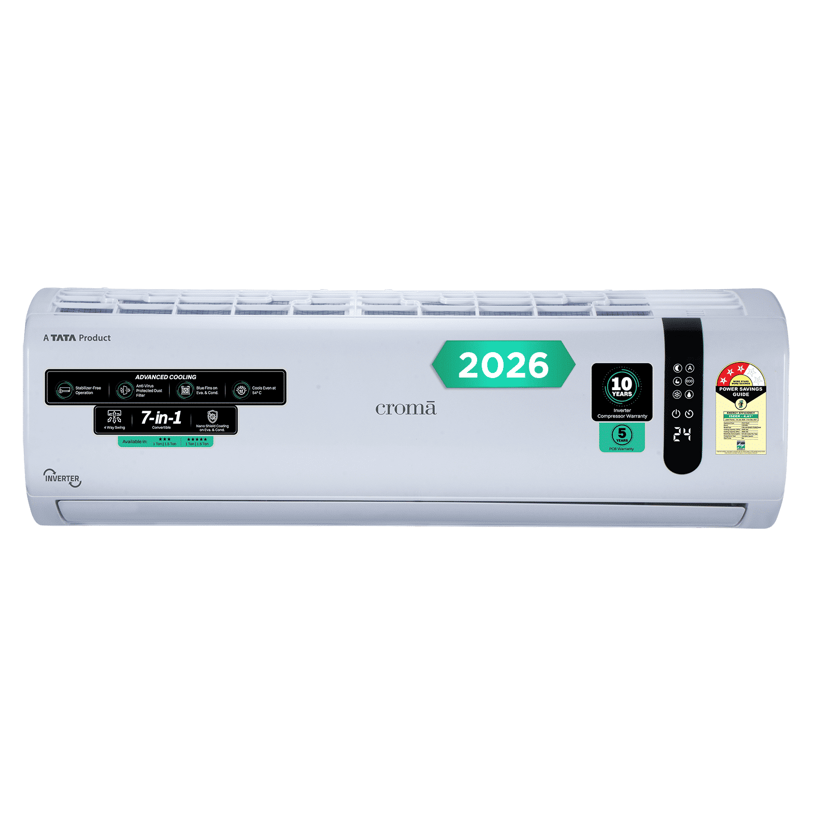 Croma 7 in 1 Convertible 1.5 Ton 3 Star Inverter Split AC with 4 Way Auto Swing (2026 Model, Copper Condenser, CRLA018IND170292)_1