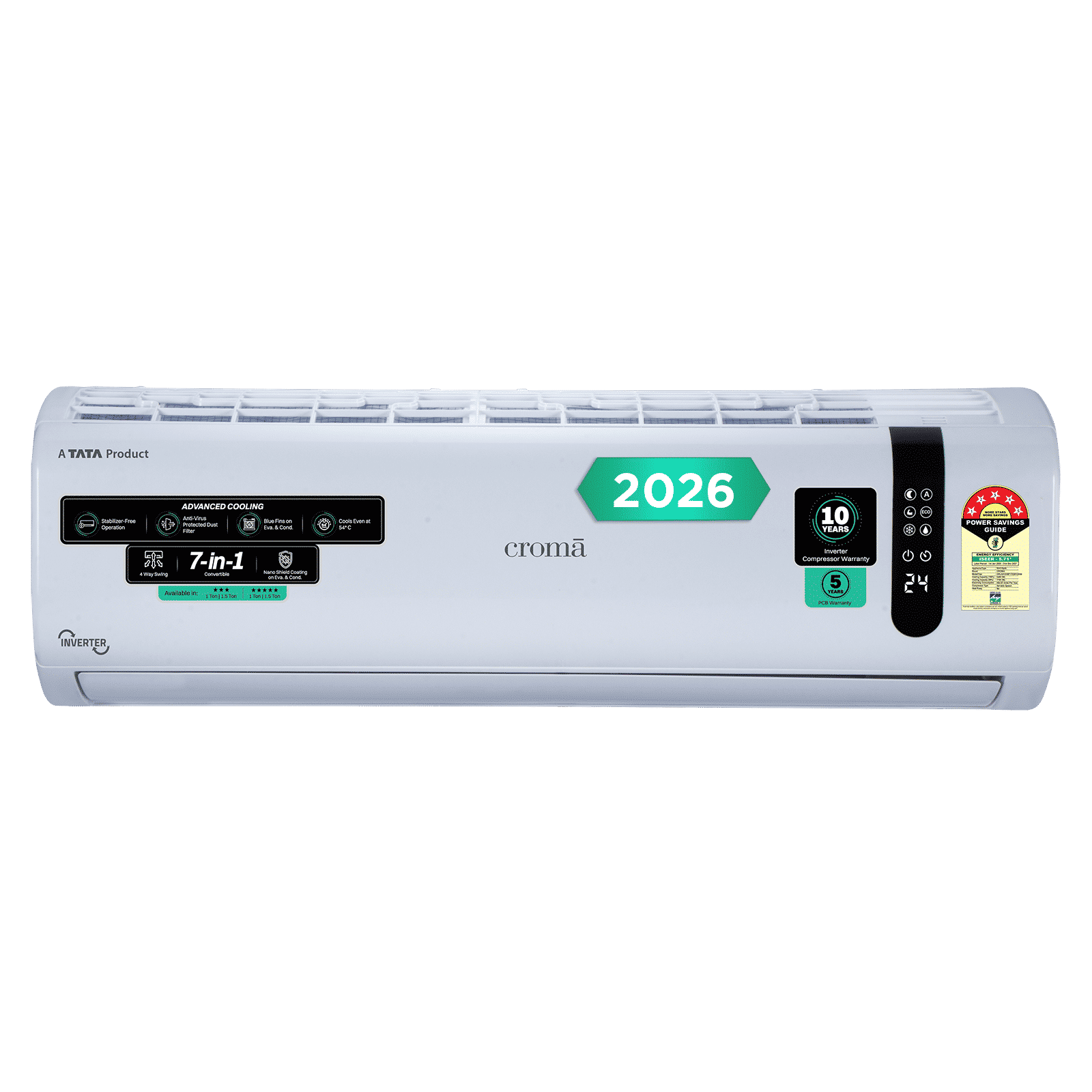 Croma 7 in 1 Convertible 1 Ton 5 Star Inverter Split AC with 4 Way Auto Swing (2026 Model, Copper Condenser, CRLA012INF170291) Croma 7 in 1 Convertible 1 Ton 5 Star Inverter Split AC with 4 Way Auto Swing (2026 Model, Copper Condenser, CRLA012INF170291)_1